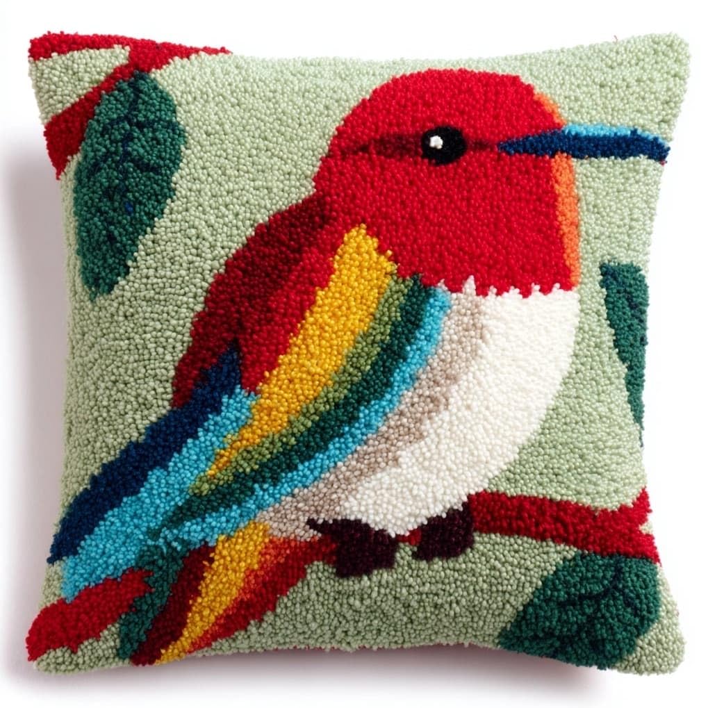 AxiangziK DIY Latch Hook Cushion Kit for Adults,Hummingbirds