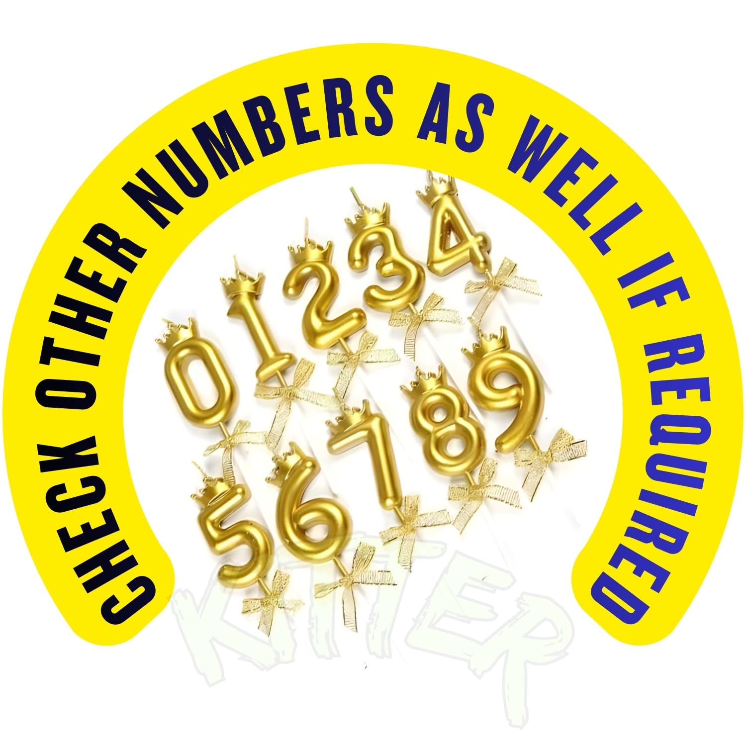 KITTER 1 Pc 5 Number Candle for Birthday Cake, Five Number Crown Candle Metallic Gold Number 5th Birthday Cake Decoration, Num BER Candles for Anniversary Cake Topper 0-9 (Pack of 1) 3