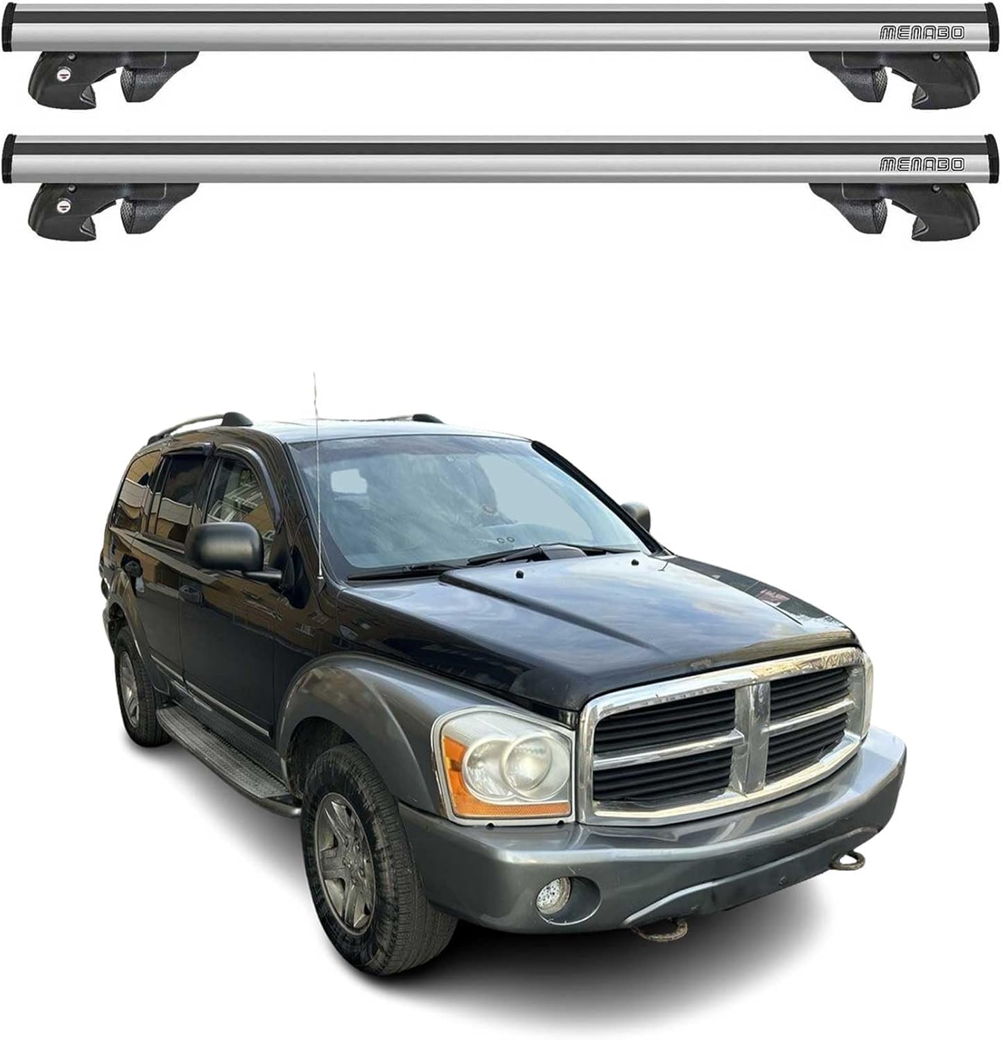 OMAC Roof Rack Cross Bars for Dodge Durango 2007-2009 Lockable 198Lbs Aluminium Silver 2Pcs fits Cargo Carriers Kayak Canoe Bike Snowboard