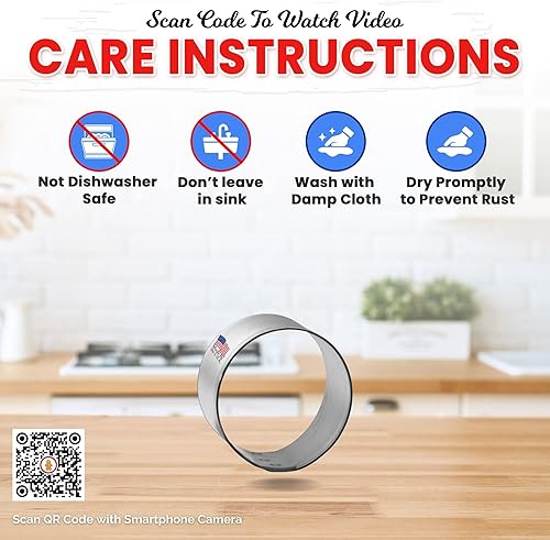 Miniatura 5 de Foose Cortador de galletas redondo de 1.5 pulgadas - Cortadores de galletas de acero estañado - Molde redondo para galletas