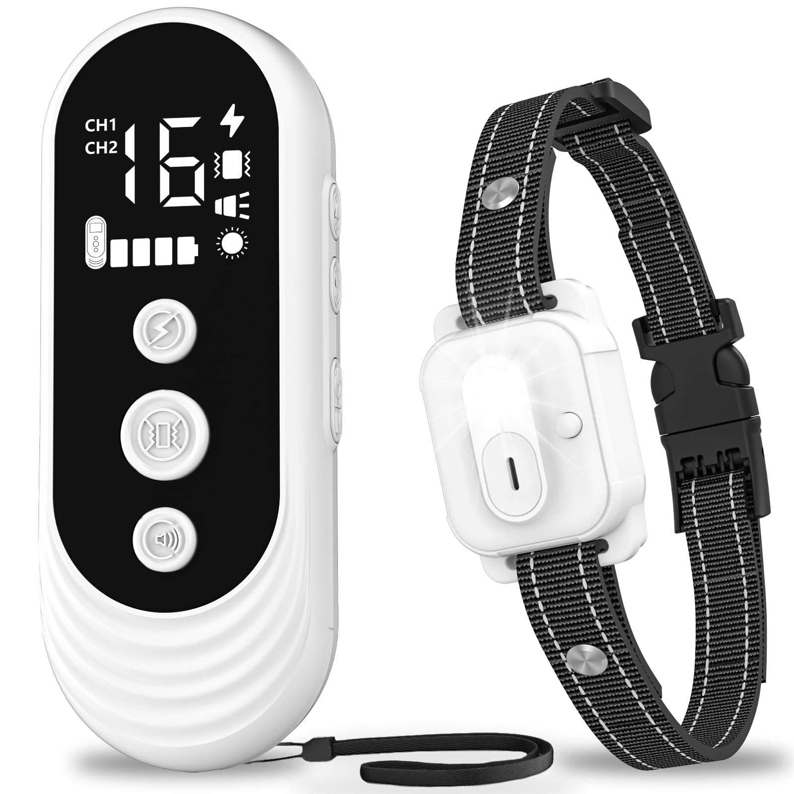 Trainingshalsband für Hunde, elektrisches Halsband für Hunde, Reichweite von 3 km, Nachtlicht-Modus, 1-50 Trainingsstufen, Vibration, stoßfest, geeignet für alle Hunde, wasserdicht, wiederaufladbar