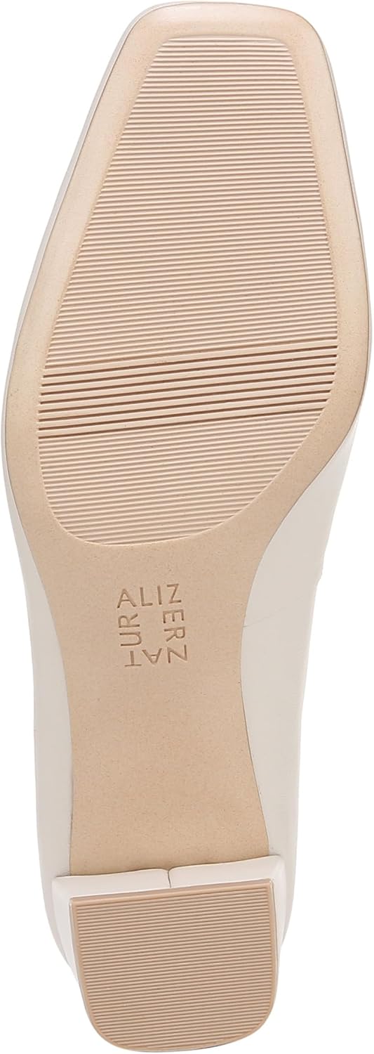 Naturalizer Womens Karina Square Toe Pump Satin Pearl White Leather 8 M