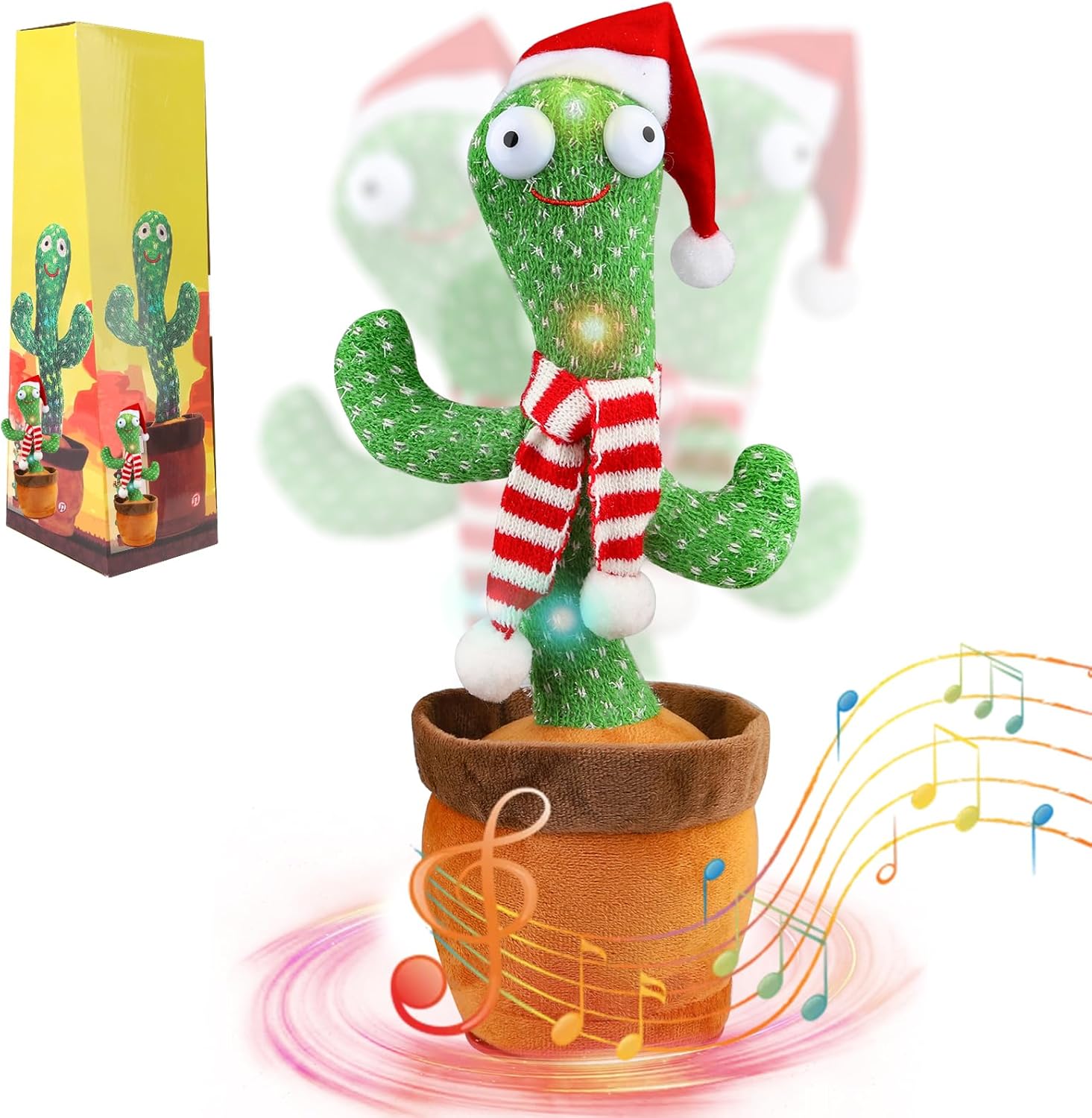 Dancing Talking Cactus Plush Toy for Kids, Singing Repeating & Recordable Stuffed Toy with LED Light and 120 Songs, Fun Gift for Toddlers Boys & Girls, 11.2 Inch