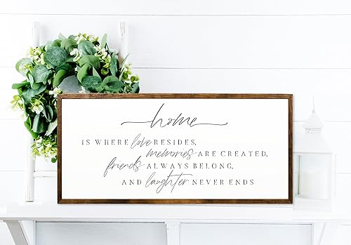 10x20 inches, Home Is Where Love Resides Wooden Sign  Rustic Handmade Wall Art  Inspirational Quote Decor  Farmhouse Style  Family Memories  Unique disponible en Yaxa Peru