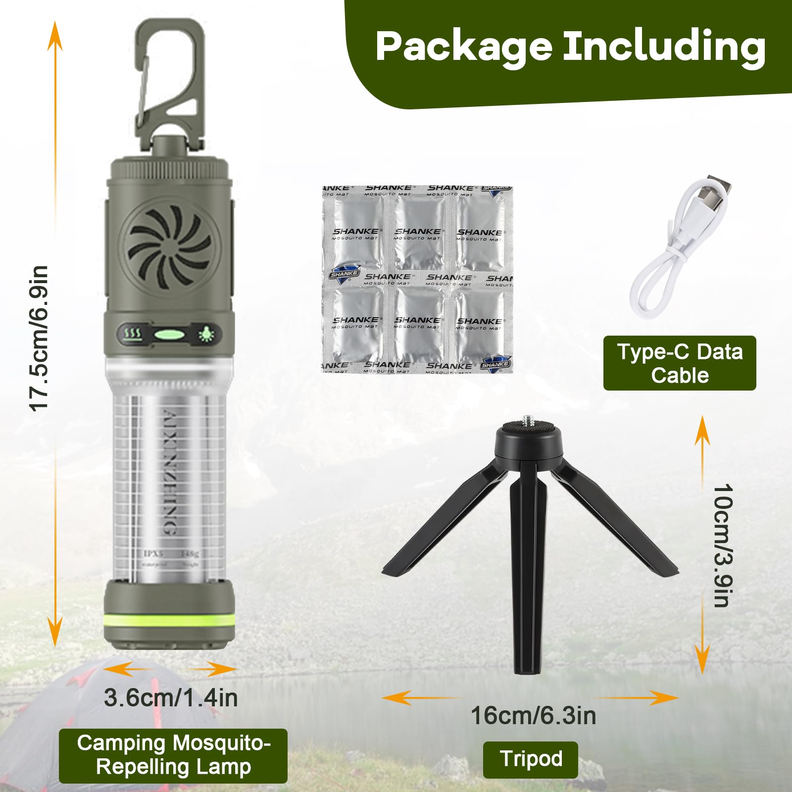 Joellfuner Elektrisches Tragbarer Mückenschutz, Mückenabwehr Camping mit 50-400 lm Campinglampe, Mückenschutzmittel mit 4800mAh Wiederaufladbarer Akku für Outdoor Patio Travel Backpacker (4800mAh)
