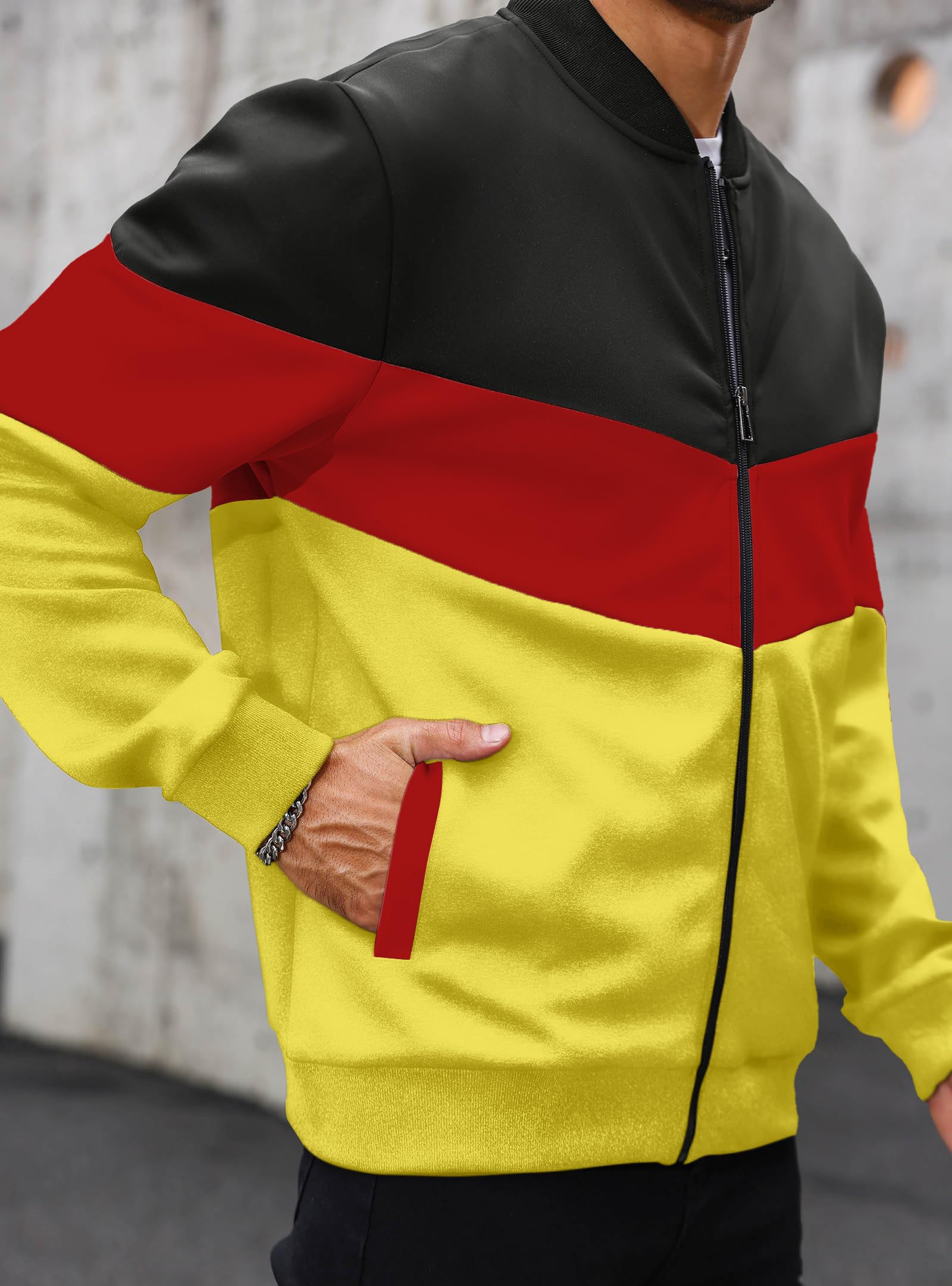 HYPESTFIT Herren leichte Jacke lässig Bomber Jacke Farbe Block Varsity Mantel
