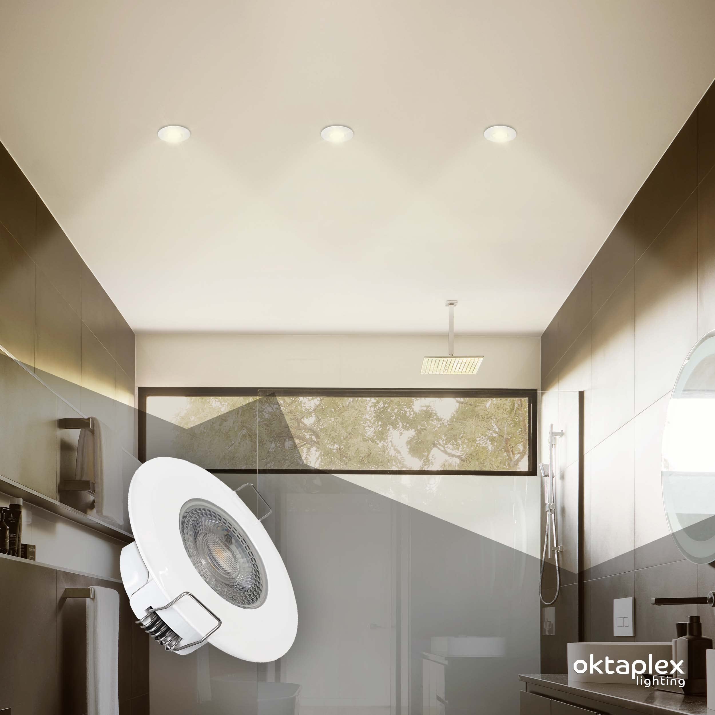 Oktaplex lighting 6er Set LED Einbaustrahler Paris Bain 5W 2700K | 230V 350lm IP 44 Ra>97 Warmweiß Ultra Flach 30 mm Bad Deckenspots, LED Spot weiß
