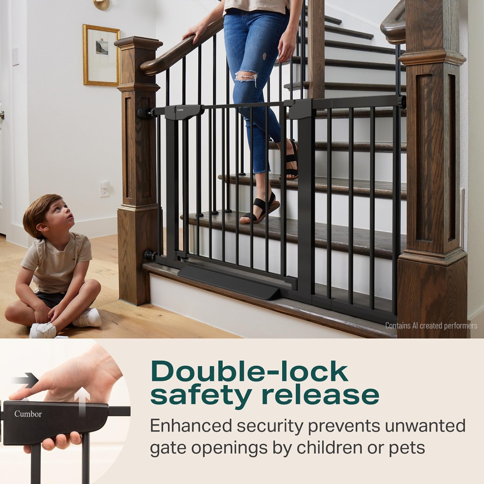 Cumbor 30-46" Baby Gate for Stairs, Auto Close Dog Gate for the House Black — Amazon image 6