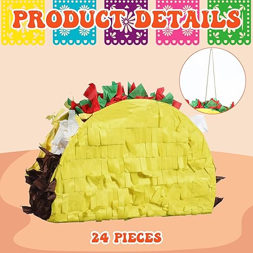 Miniatura 3 de Harrycle 24 piezas de mini piñatas de tacos para Cinco de Mayo, piñata mexicana, piñata pequeña fiesta, tacos a granel, piñata mexicana, recuerdos