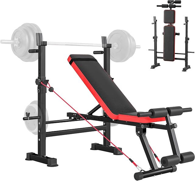 SPORTNOW 420KG Weight Bench with Adjustable Bench Press Rack, Dip Station | Heavy Duty, Flat or Incline Workou