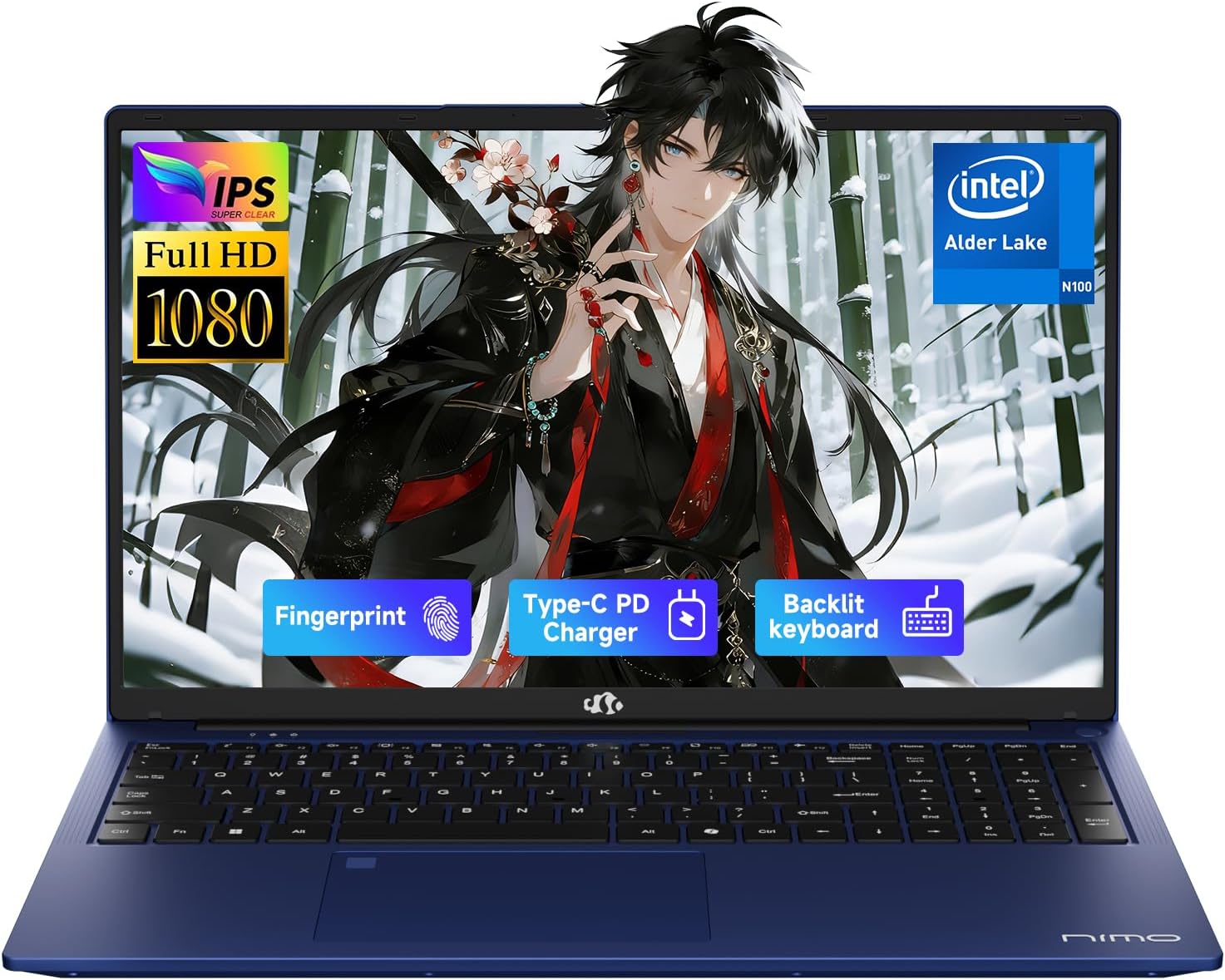 NIMO 17.3" FHD IPS Student-Laptop-Computer - 16GB RAM 256GB SSD, Pentium 4 Cores N100(Beat i3-1115G4, Up to 3.4GHz) 65W Type-C 2 Years Warranty Fingerprint Backlit Keyboard Wi-Fi 6 BT5.2