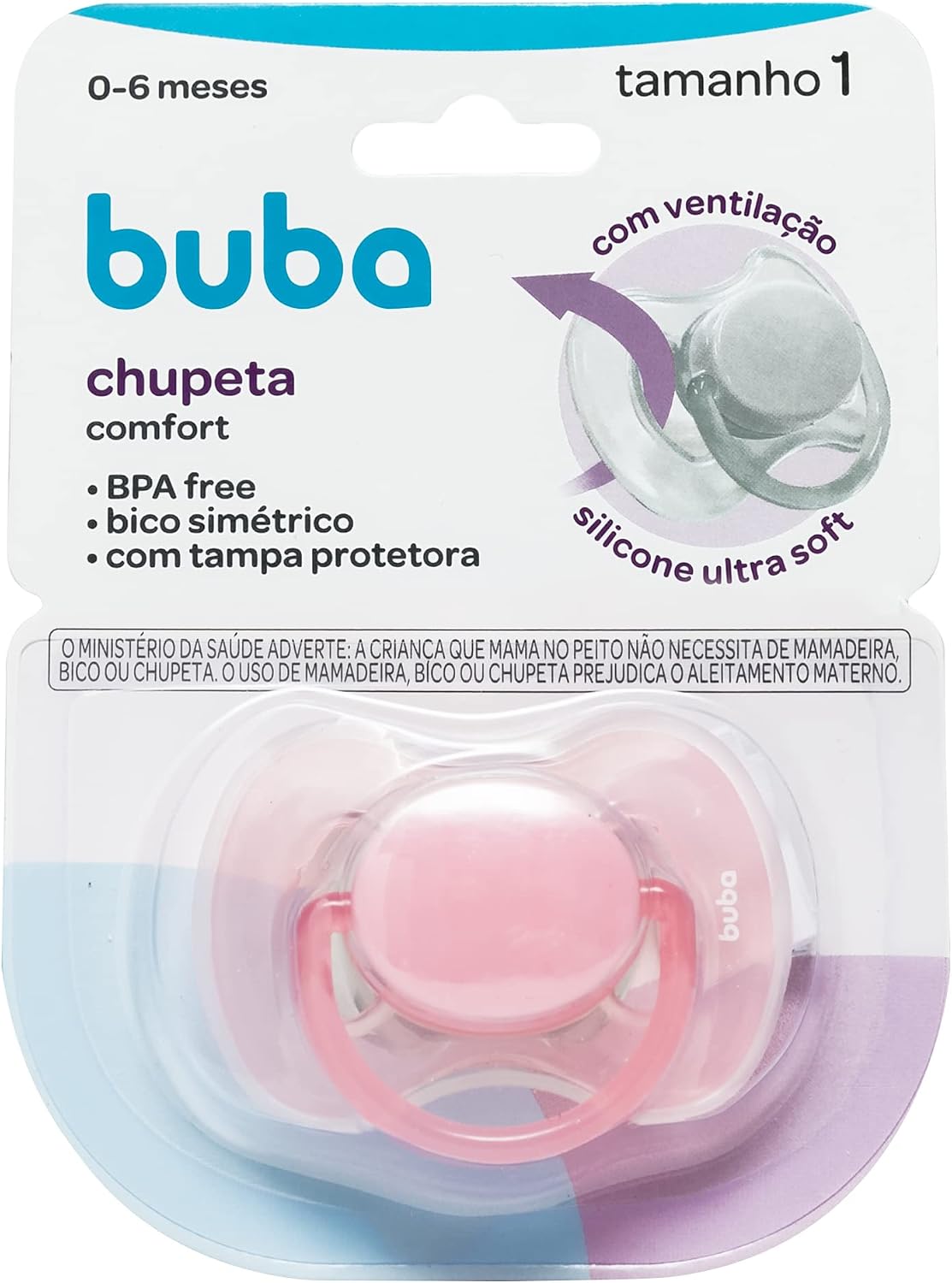 Chupeta Buba Comfort Tam.1 Rosa