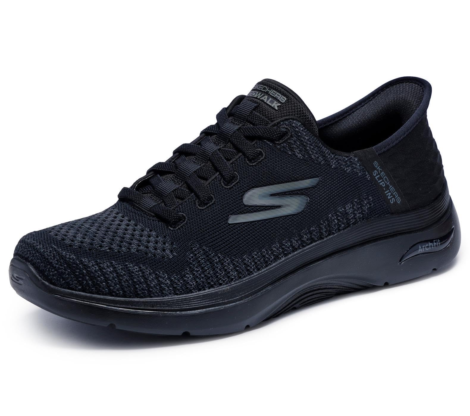 Skechers Men's Black Slip-Ins: Go Walk Arch Fit 2.0 - Grand Sneaker In Size 10 | Textile/Synthetic, Vegan, Machine Washable