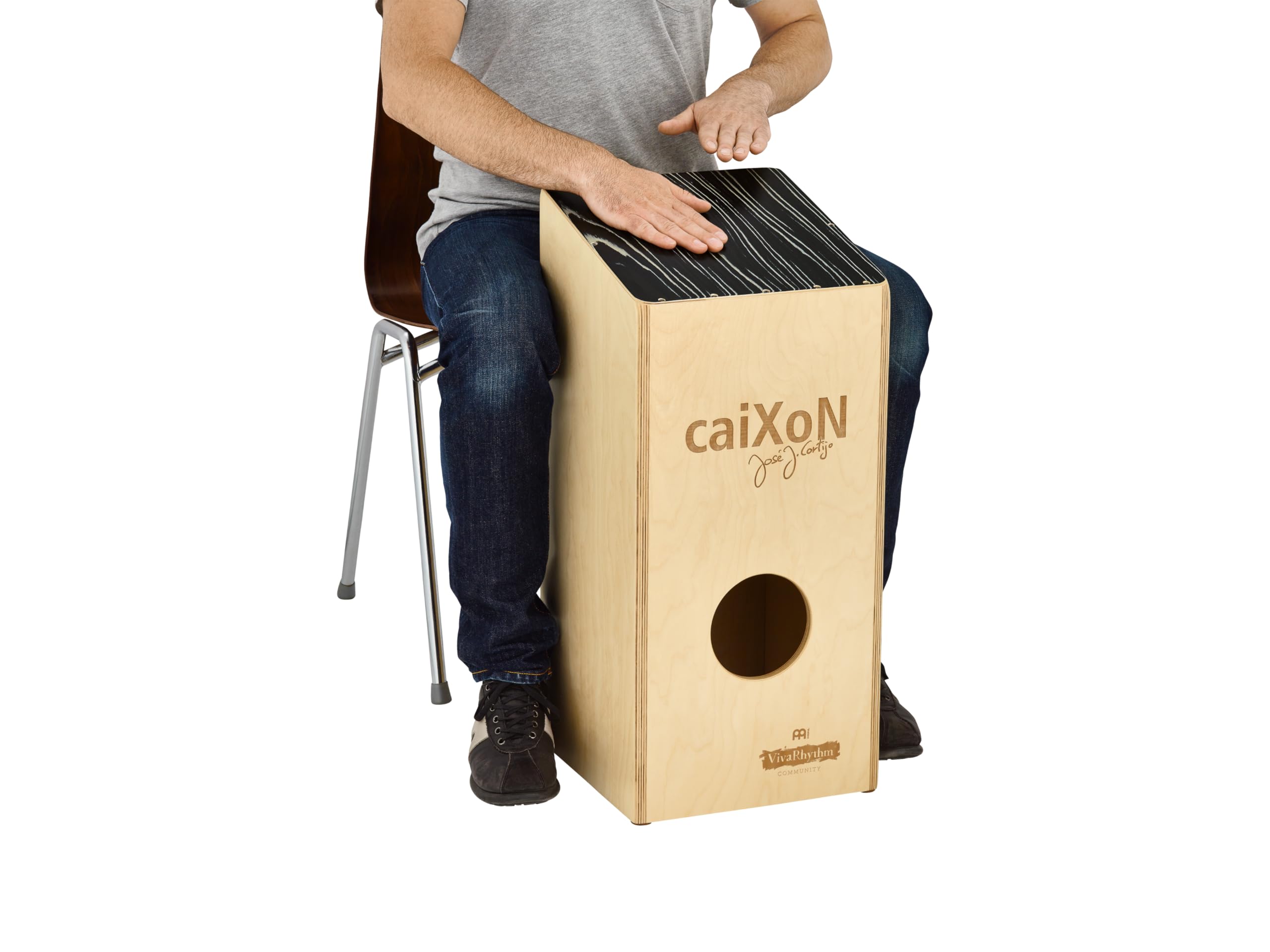 Meinl Percussion Caixon Cajon Instrument - Drum Box Oversize con Suono Rullante - Superficie di Suono in Striped Onyx (VR-CAIX)