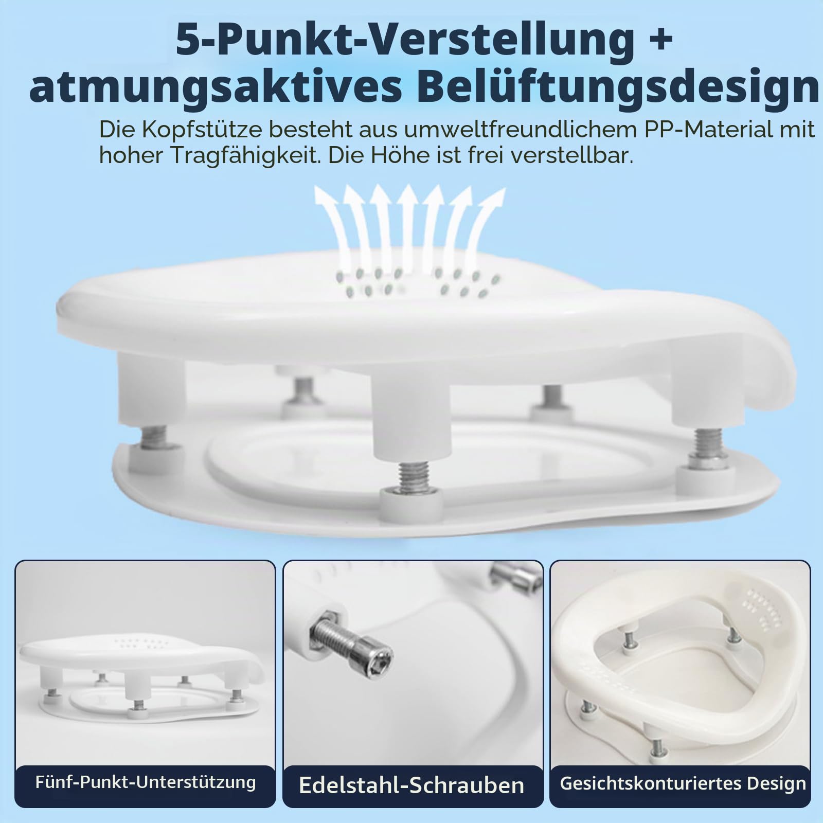 Face Down Pillow Schlafen, Ergonomisches Memory-Schaum-Massagekissen für Bauchschläfer & Augen OP Vitrektomie Erholung, hautfreundlich Massage Kopfstütze