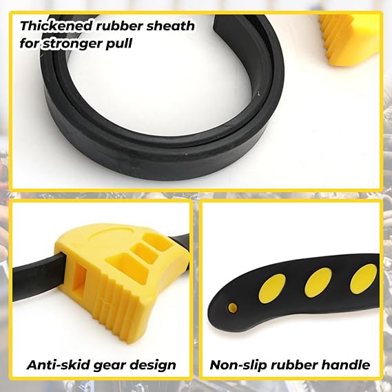 Rubber Strap Wrench - Heavy Duty Adjustable Wrench for Oil Filters, Plumbing Pipes, Jars & Water Filters, Non-Slip Strap, Yellow