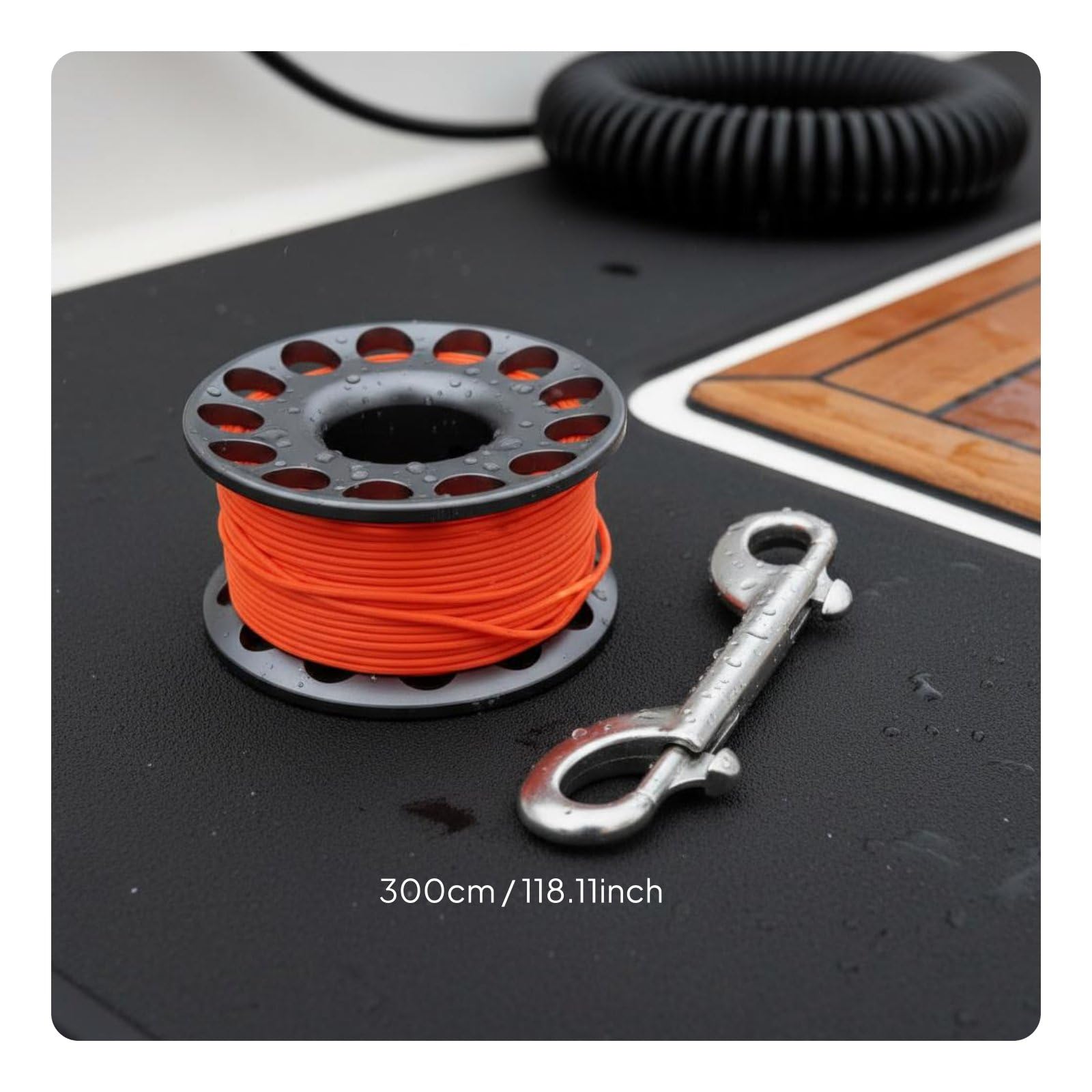MERIGLARE Diving Reel de Plongée Spool Dérouleur avec Ligne Plate Nylon Anti Enchevêtrement en Alliage d'Aluminium 6061 et Mousqueton Inox Adapté à Plongée Souterraine Épave, Gris Fer, 30M