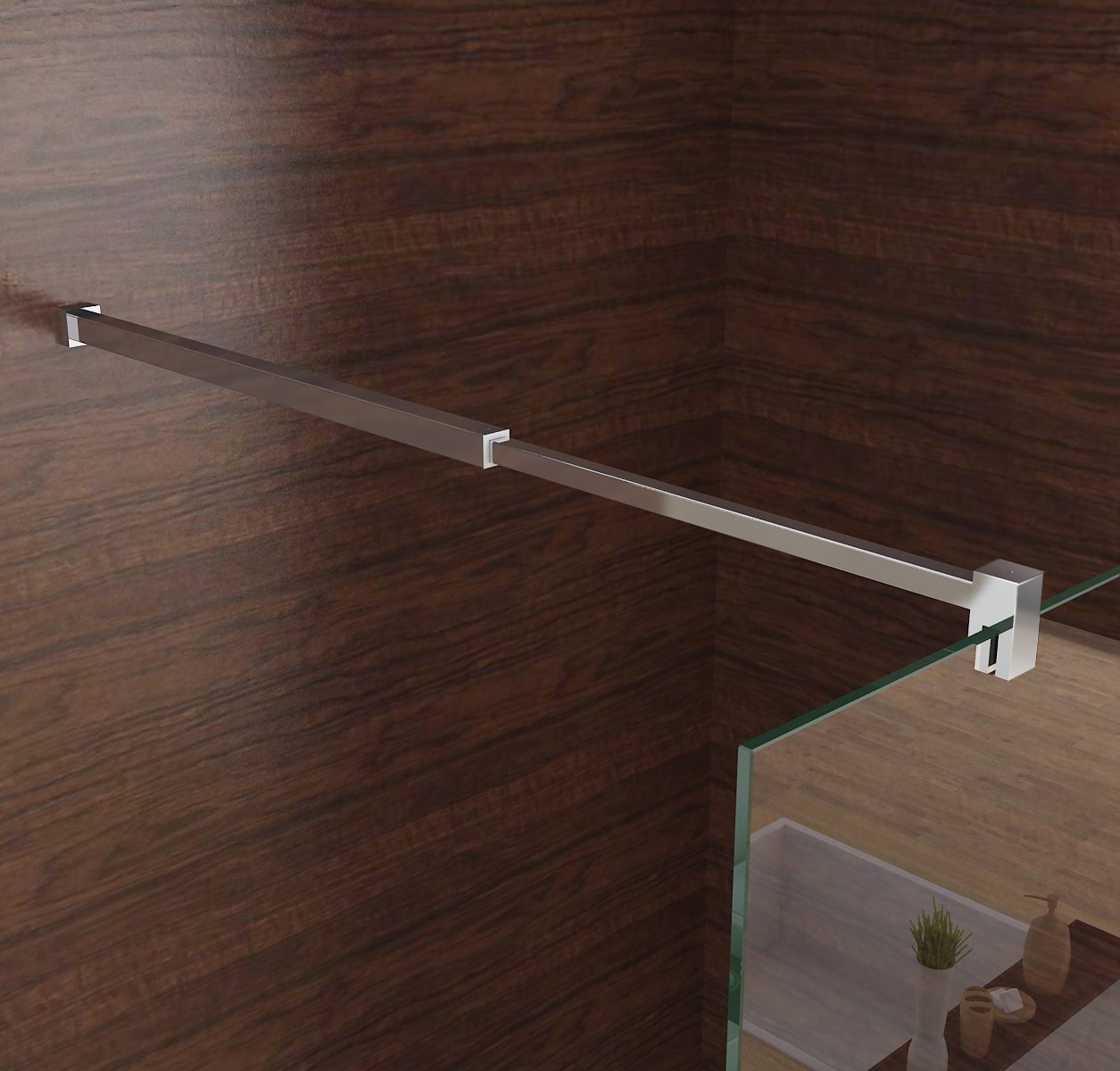 MIQU Duschwand für Dusche 120 x 200 cm Duschscheibe, 10 mm Dickes ESG NANO Klares Glas Duschwand mit 75-125 cm Stabilisator, Walk in Duschabtrennung Duschtrennwand für Bad, WC, Badezimmer