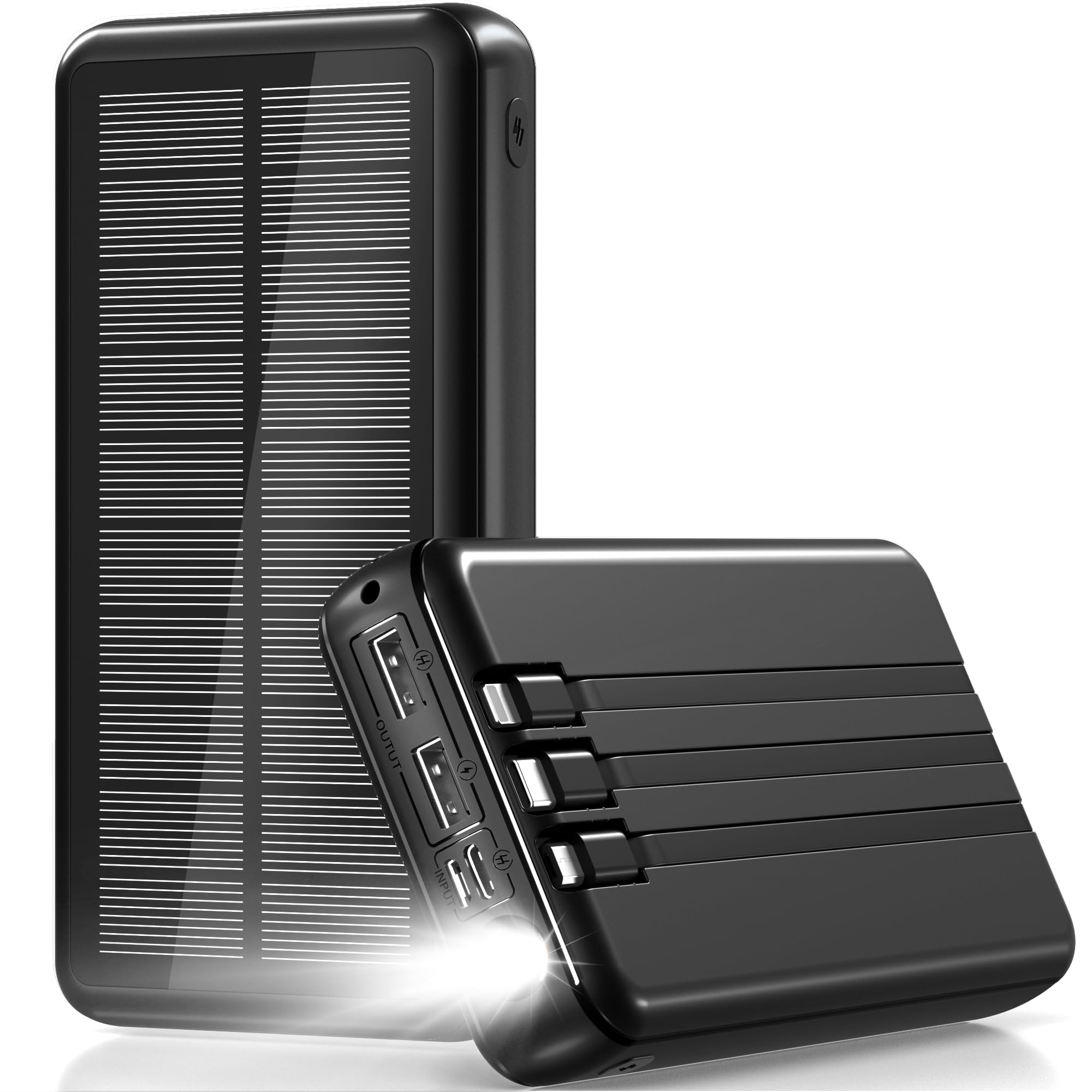 Banque d'énergie solaire 27 000 mAh, batterie externe avec 6 sorties et 2 entrées, batteries externes pour charge rapide de 15 W, tablettes, camping, voyage, extérieur