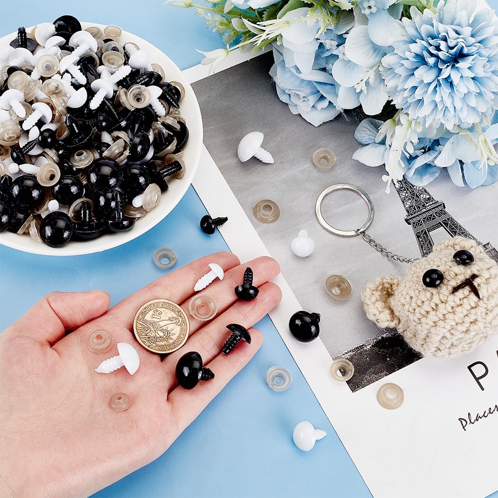 PH PandaHall 192 Sets Safety Eyes Black White Crochet Eyes Craft Eyes Half Round Animal Eyes with Washers for DIY Amigurumi Puppets Bear Crafts Stuffed Animals Making 10/12/14/16/18mm - Image 3