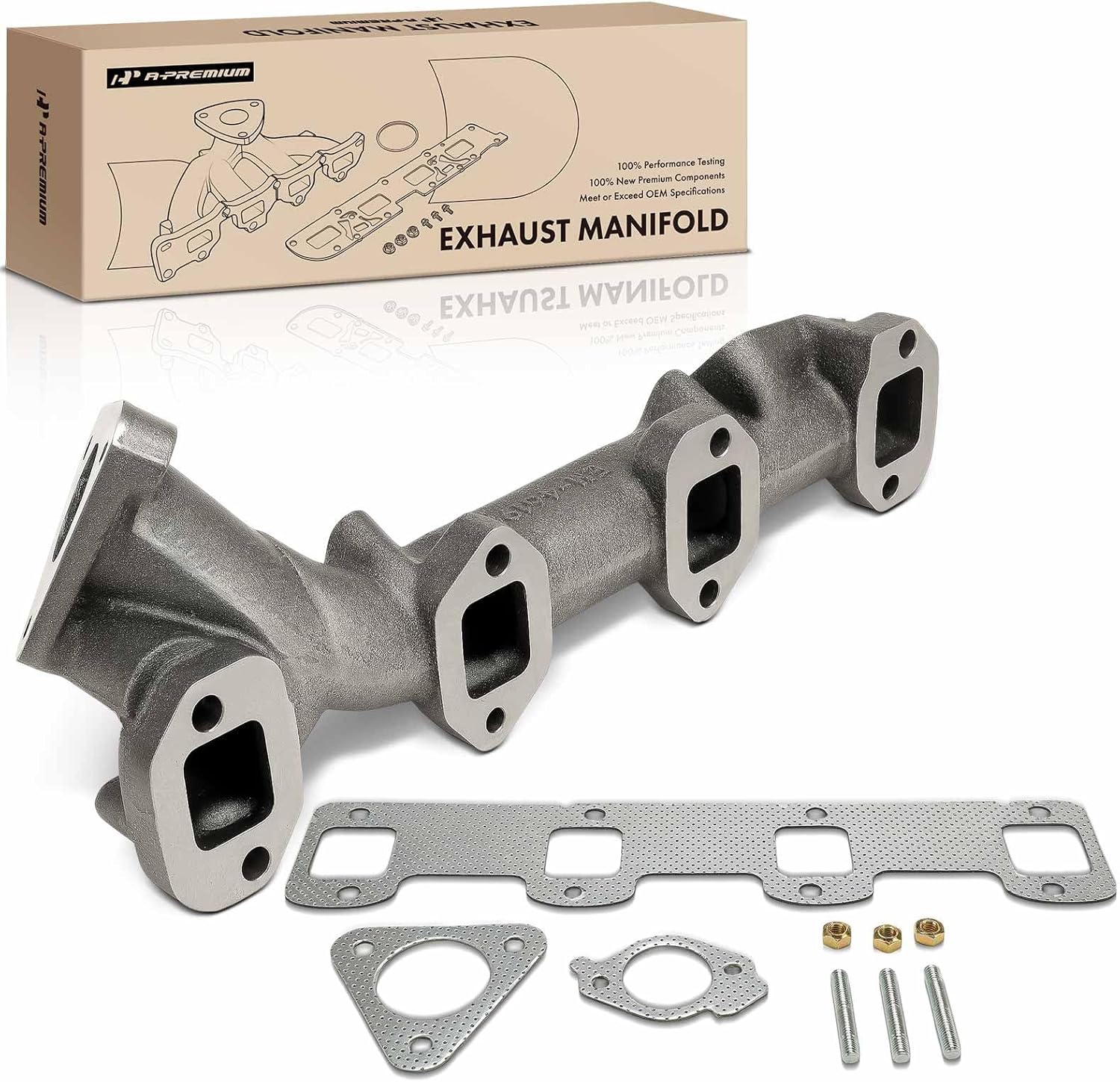 A-Premium Right Side Exhaust Manifold Kit W/Gasket, Nuts & Studs [6.7L] Compatible with Ford F-250 F-350 F-450 F-550 Super Duty F-650 2015 2016 2017 2018 2019