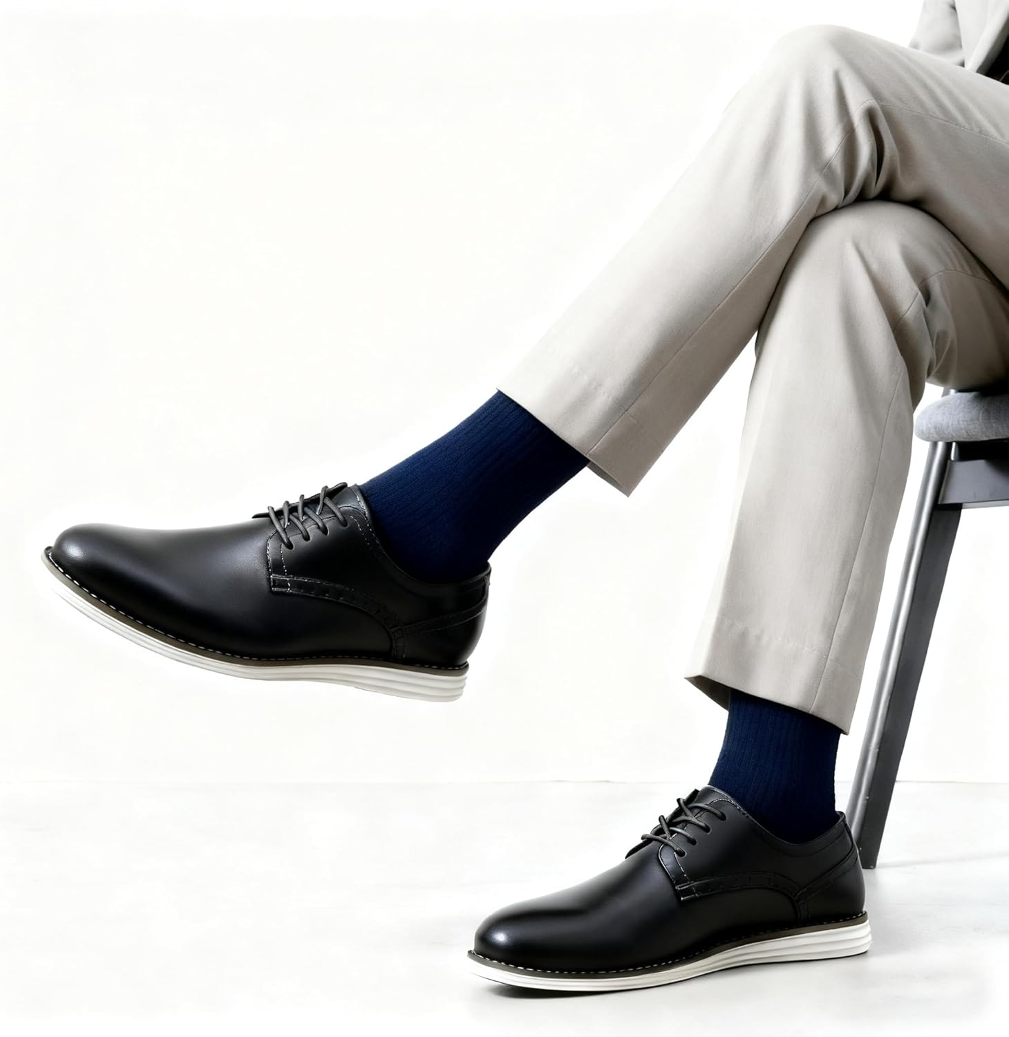 Vostey Men's Dress Shoes Leather Casual Dress Shoes for Men Leather Business Oxford Shoes for Men - Image 8