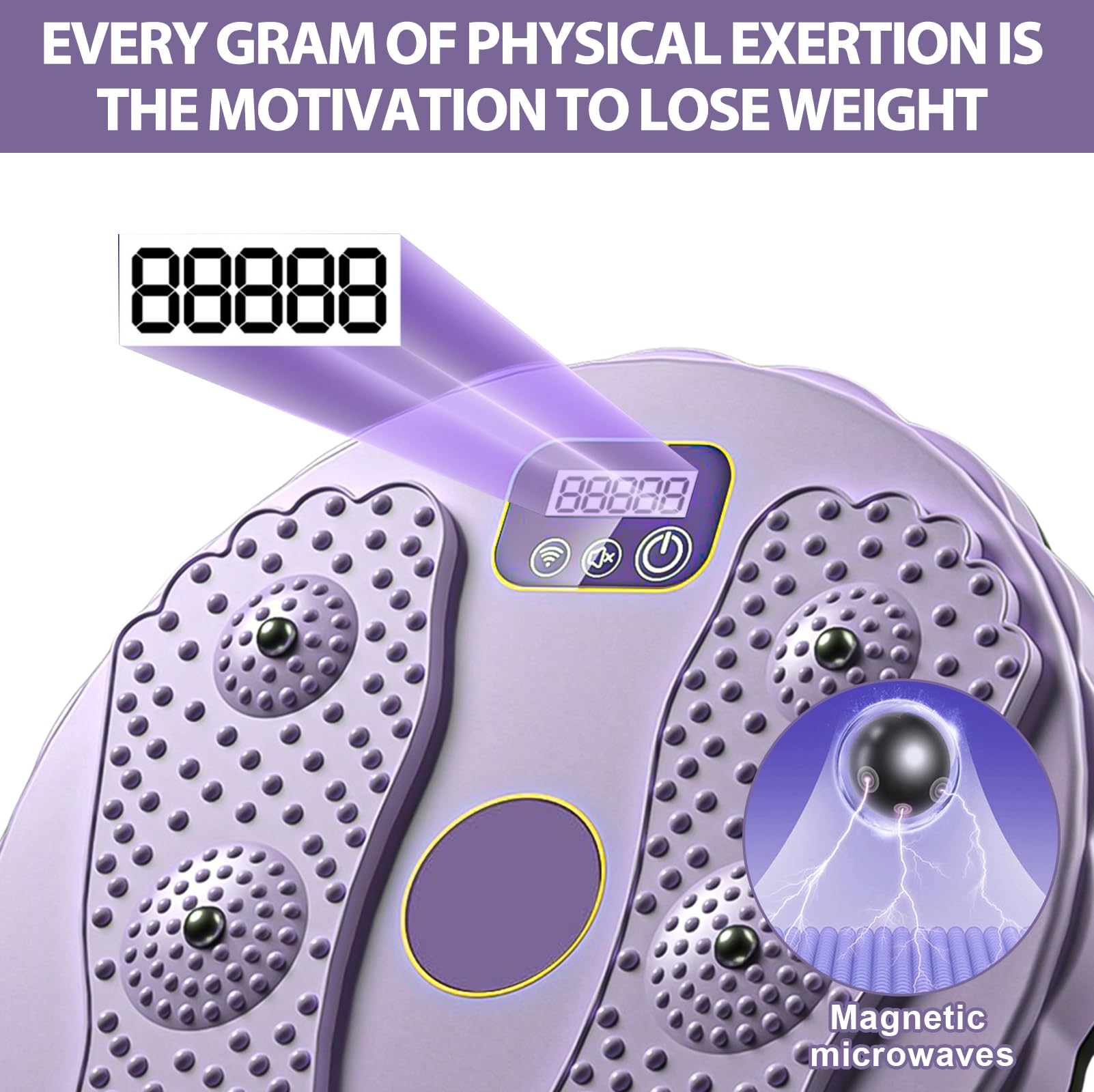 Disque Tournant Massage Pieds WIYETY - Compteur Intégré - Capacité 300kg - Pour Hanches Et Taille - Violet