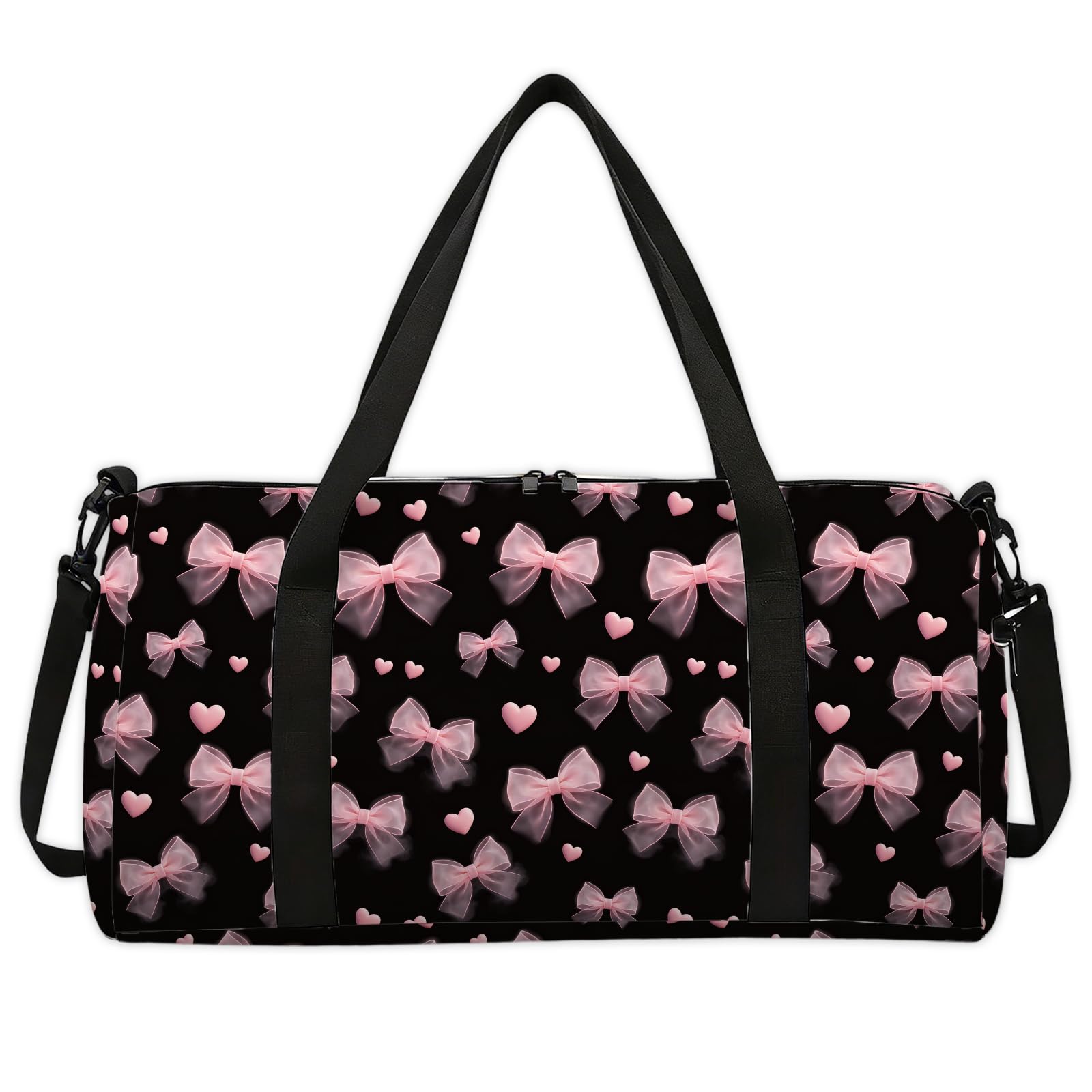 CONCHLERY Bow Pattern Sports Gym Bag Polka Dots Duffel Bags Foldable Gym Bag for Men Women Travel Workout Fitness, 17.7x7.87x9.44inches