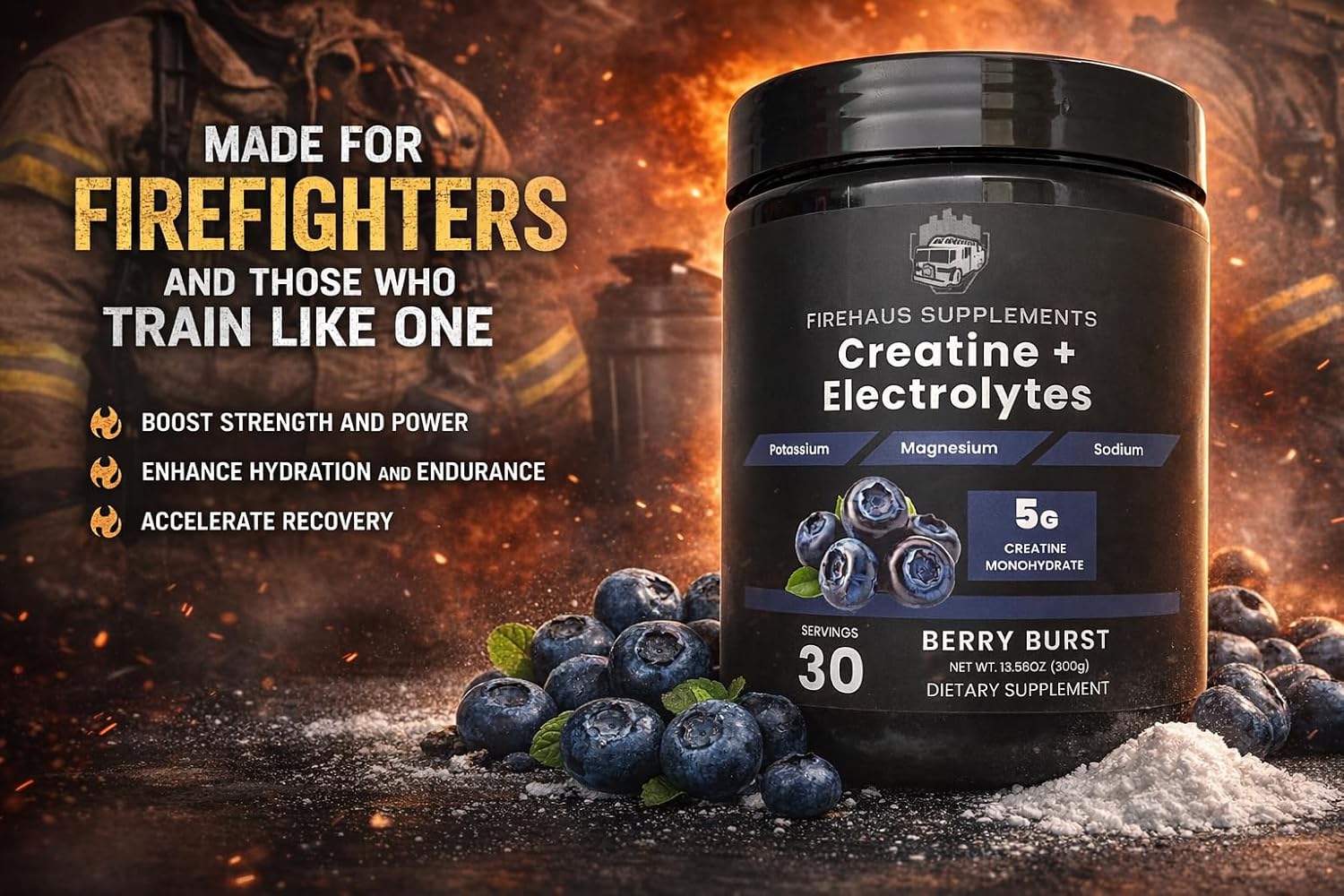 Creatine + Electrolytes, 5g Creatine Monohydrate with Potassium, Magnesium, and Sodium for Strength, Hydration, and Recovery Support, Berry Burst Flavor, 30 Servings