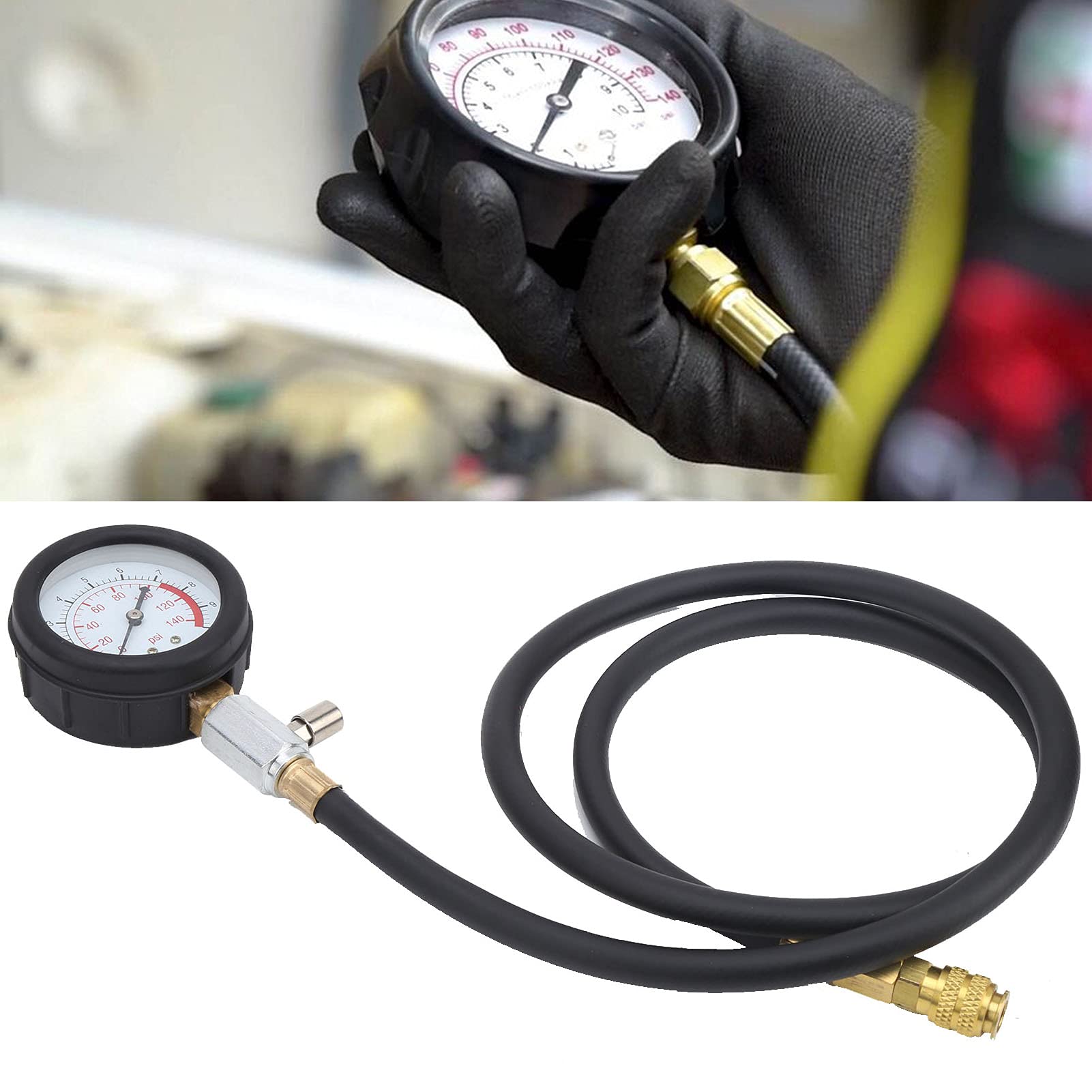 Manometri compressione-,Kit di Strumenti per Test Pressione Olio Motore Yctze, Misuratore di Pressione Olio con Cassetta degli Attrezzi Avviso Olio Basso con Adattatore di Accoppiamento a 90 °