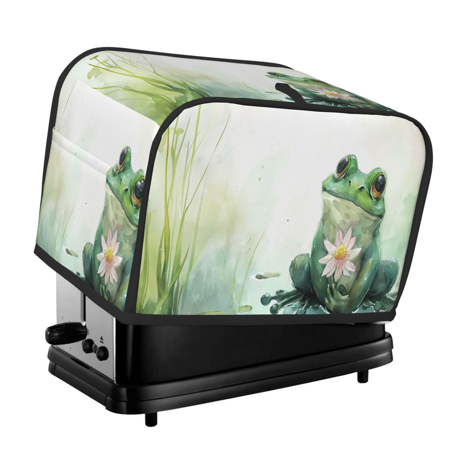 Smazdfxx Color-1 Cute Toaster Cover 2 Slice Toaster Covers Adorable Chubby Fat Frog Holding Flower Bread Maker Cover Kitchen Small Appliance Covers Kitchen Accessories