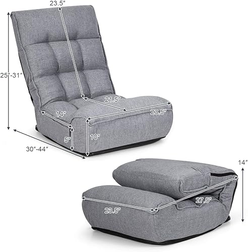 Miniatura 3 de Giantex Sillas de suelo para adultos con respaldo ajustable de 4 posiciones, reposacabezas ajustable de 6 posiciones, bolsillo lateral, no requiere