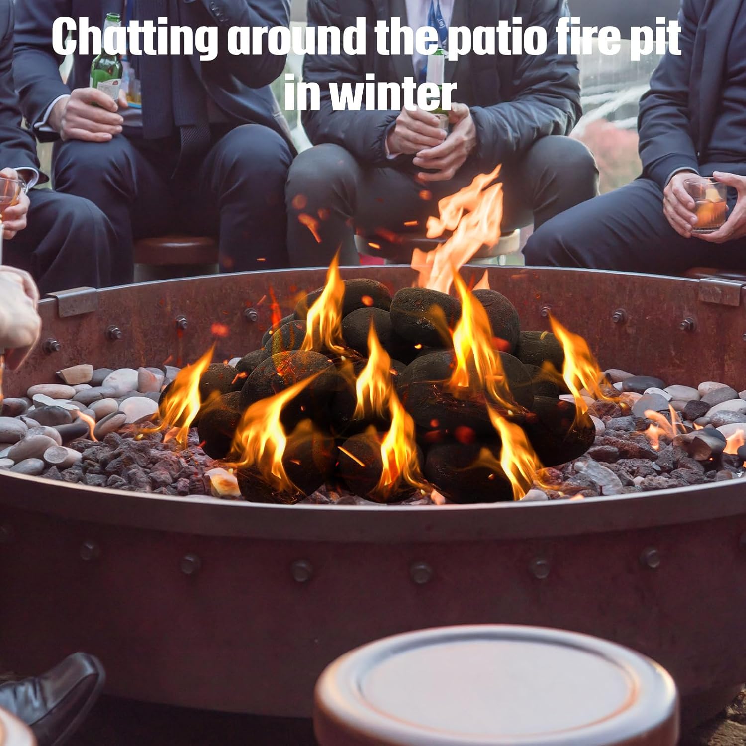 Suzile 48 Pcs Lava Rocks for Fire Pit, 2"-3" Decorative Firepit Rocks Ceramic Fiber Pebble Stones Natural Lava Stones for Outdoor Indoor Gas Fireplace Landscaping(Black)