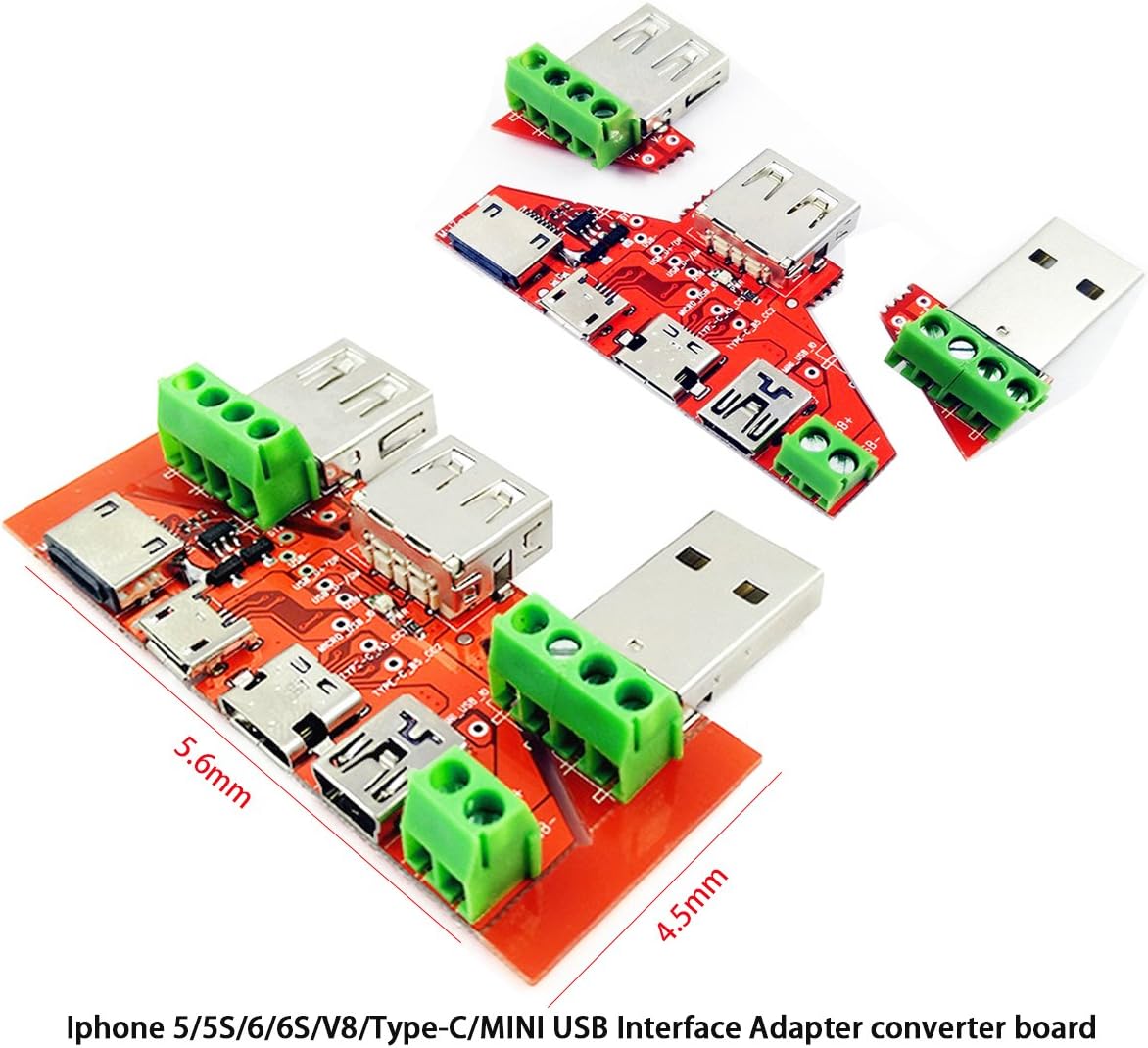 YVZOTCK USB Tester Meter Ammeter Capacity Monitor Instruments Parts Lightning Type-c Micro USB MiNi USB Cable Adapter Bonverter Board