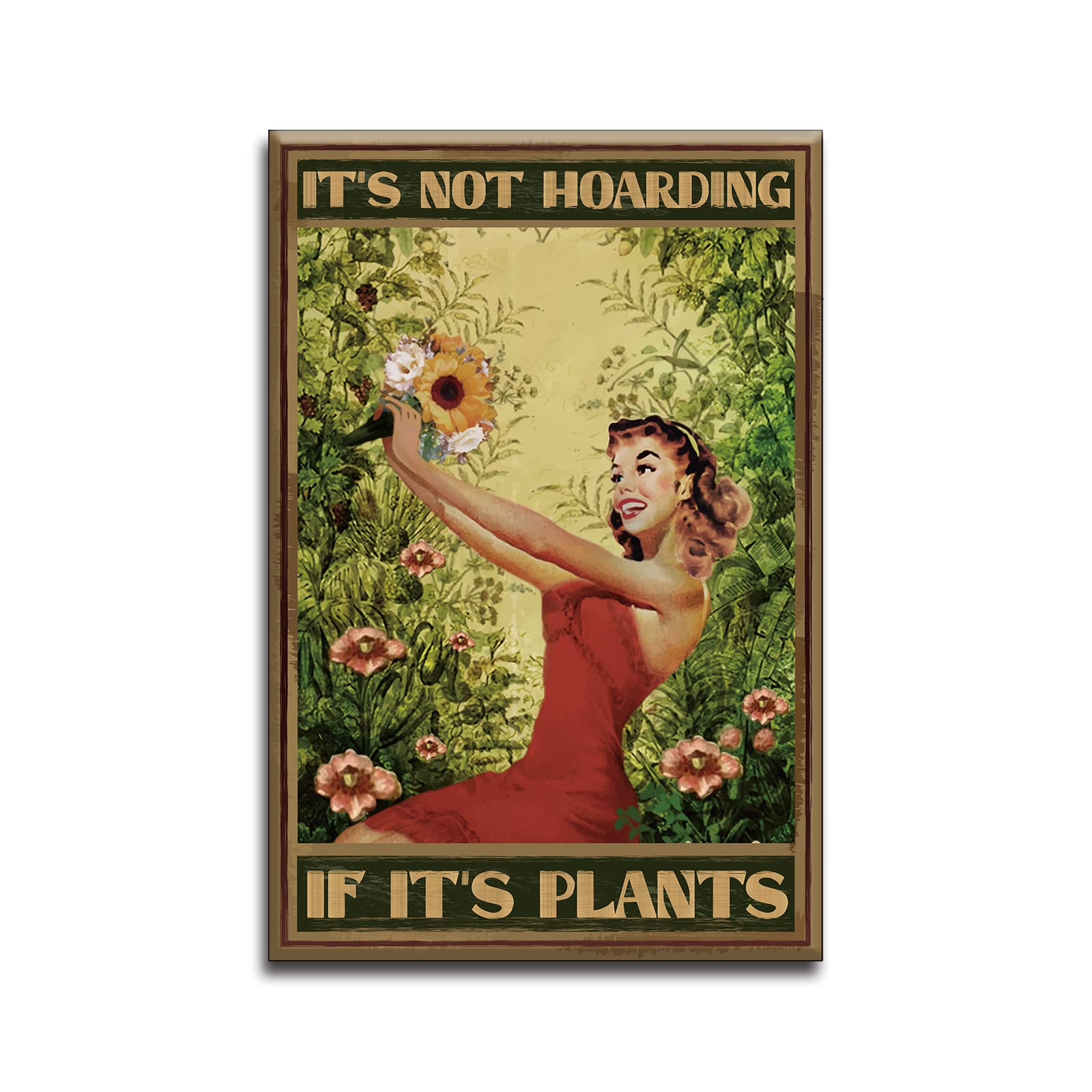 GLOBLELAND It's Not Hoarding If It's Plants Vintage Metal Tin Sign Plaque Poster Garden Retro Metal Tin Signs Poster Wall Decorative 8×12inch for Home Bar Coffee Shop Club Garage Decoration