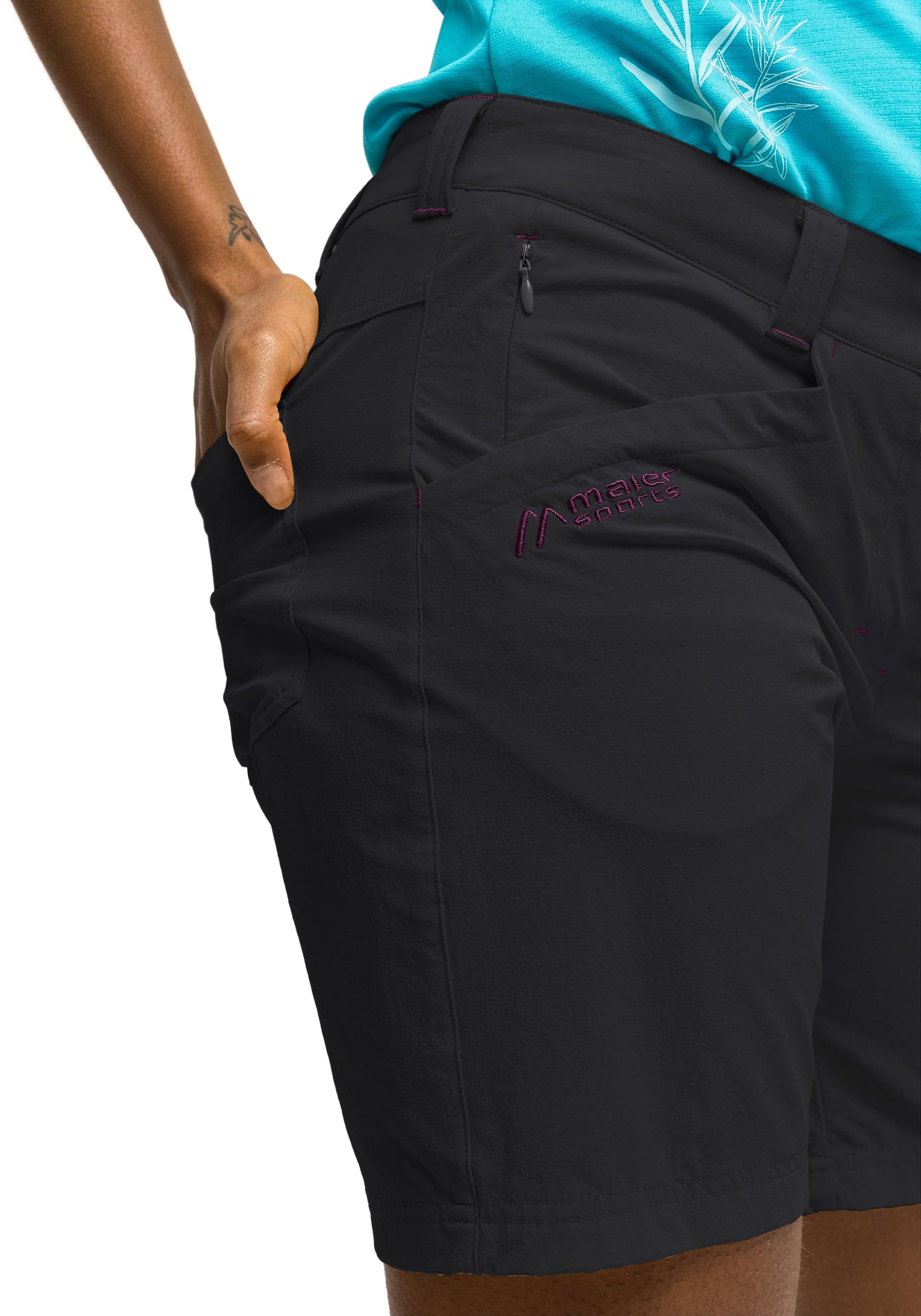 Maier Sports Lulaka Shorts, Kurze Damen Wanderhose, Wasserabweisende Hose | Für Trekking und Hiking, Dryprotec für schnelles Trocknen, mSTRETCH pro 4 für mehr Komfort, Perfekt für den Sommer