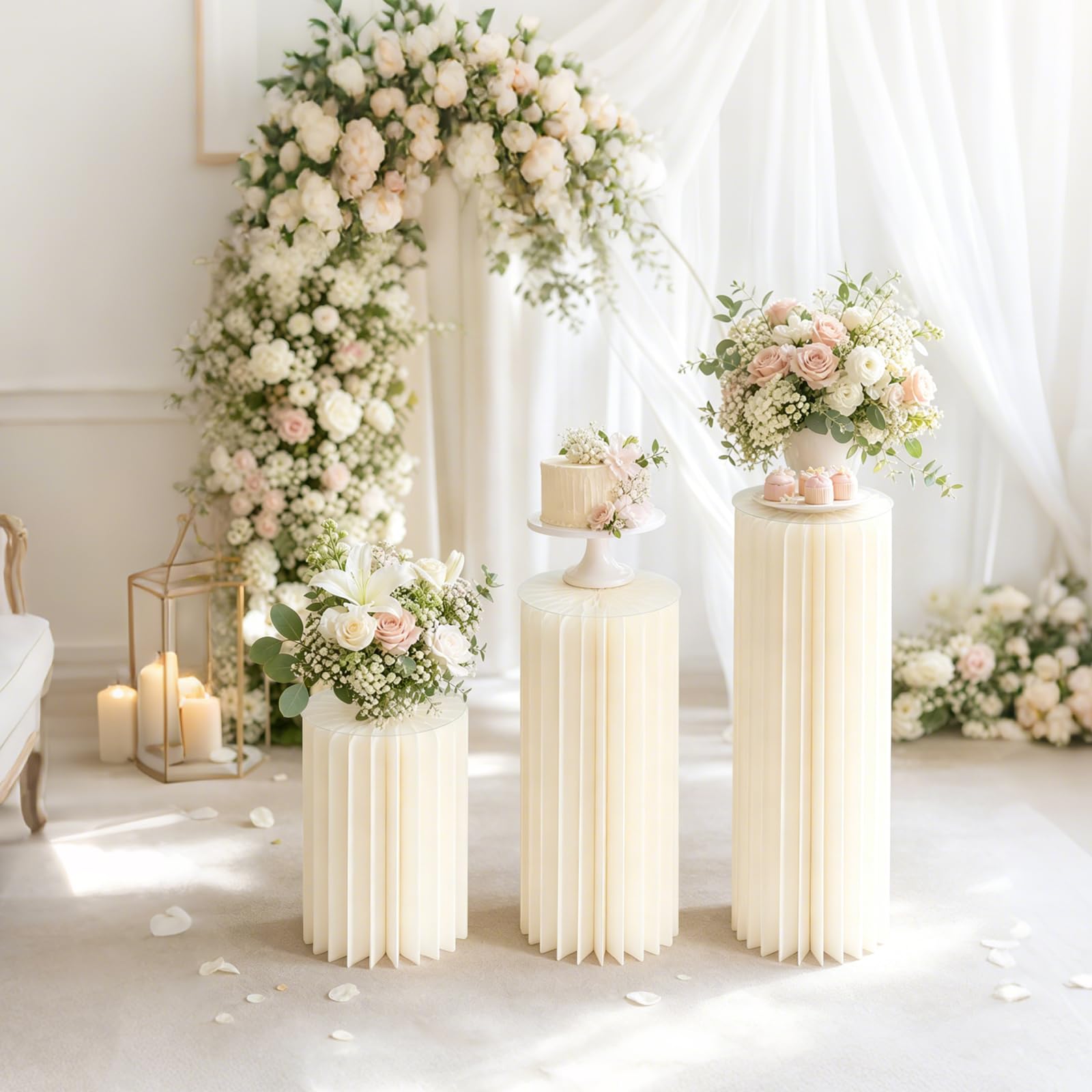 3 supporti pieghevoli per fiori, 60 cm, 80 cm, 100 cm, per matrimoni