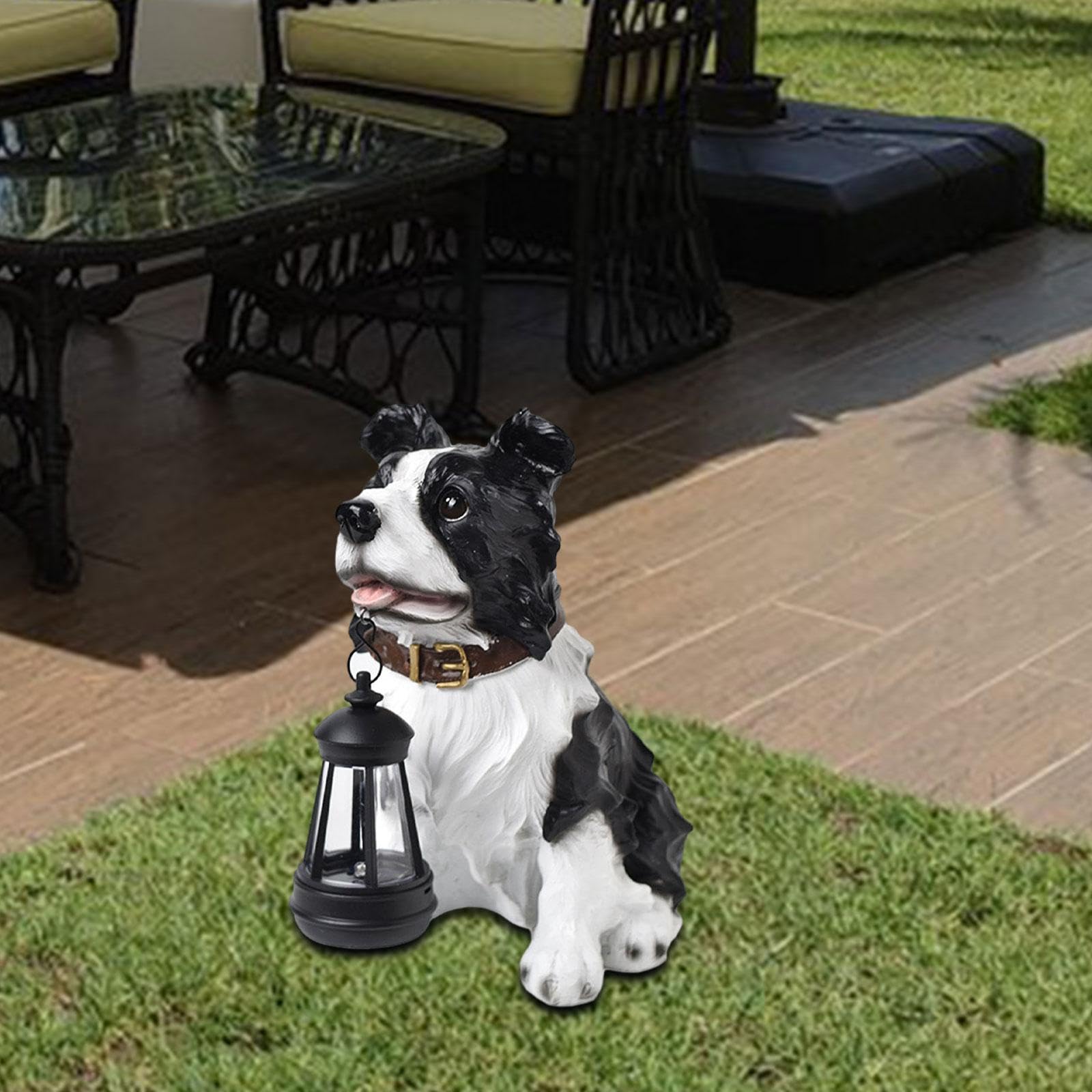Estatua de Perro de Jardín con Luz Solar Figura de Animal para Patio Césped Jardín Estilo D, Style D
