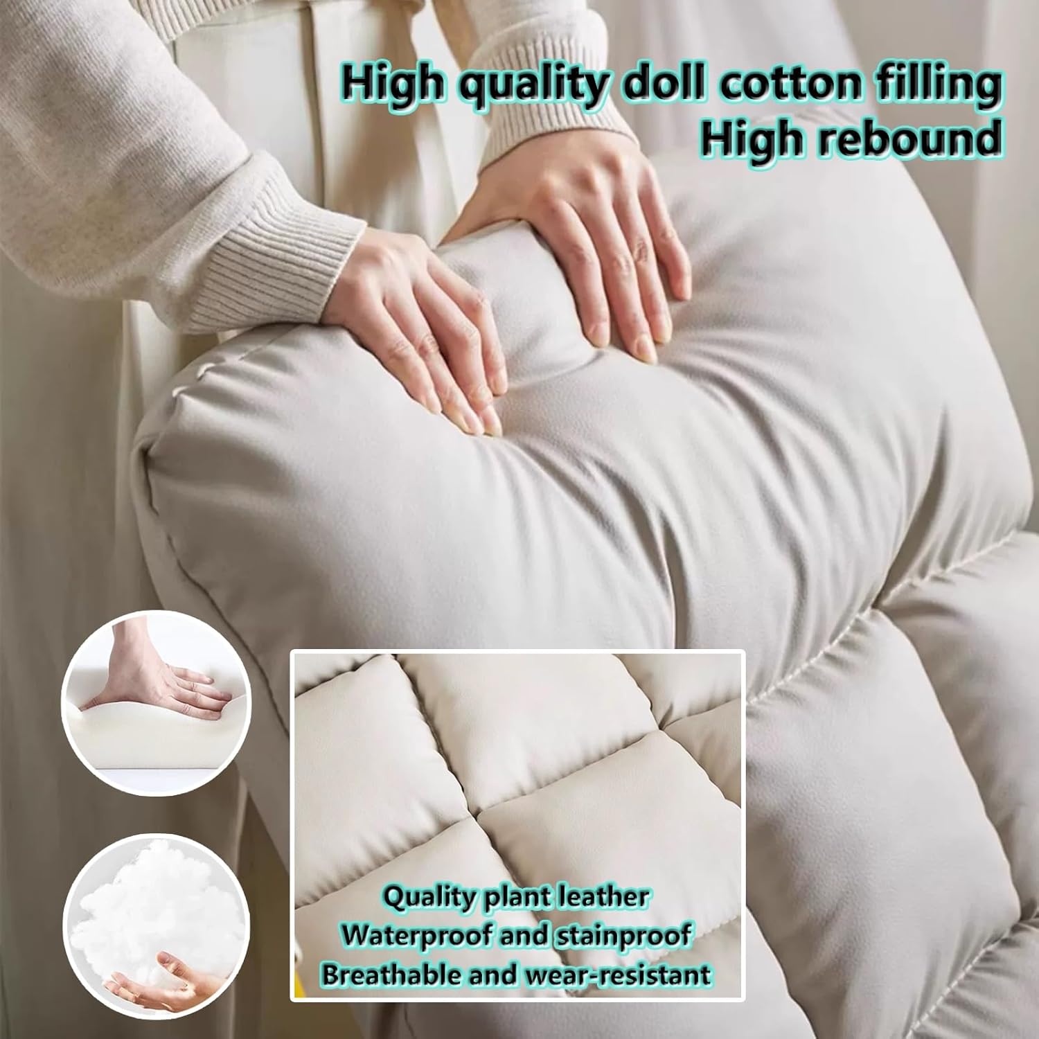 Comfortable Breathable Living Room Rocking Chair with legrest, Modern Bedroom Sofa Lounger with Cushion, Garden Rocking Chair with armrests, Adjustable backrest,with Side Pockets