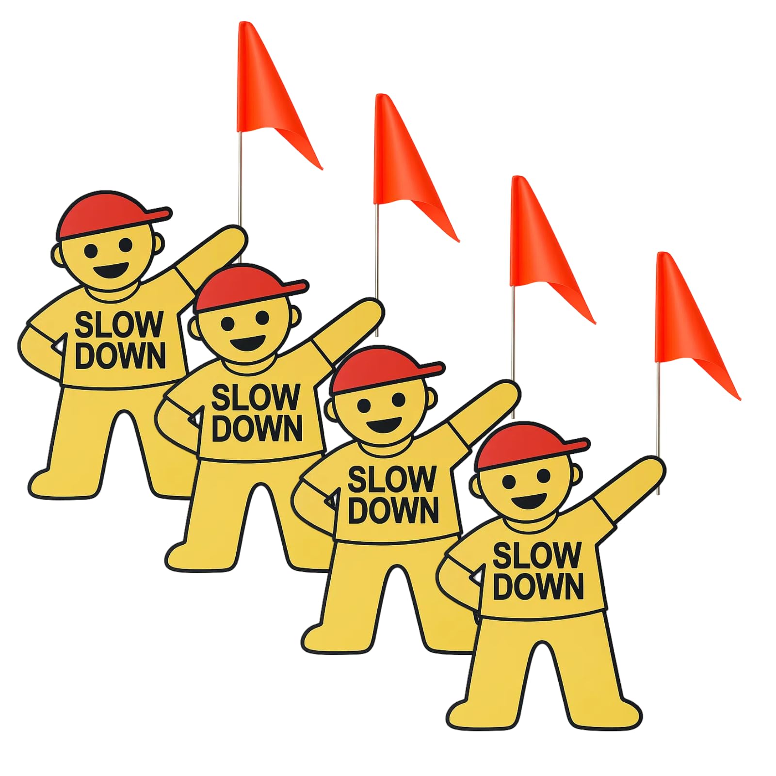 Kids Slow Down Sign with Flag for Yard – Caution Children at Play, Kids Playing Slow Down Marker for Neighborhood Street Safety (yellow)