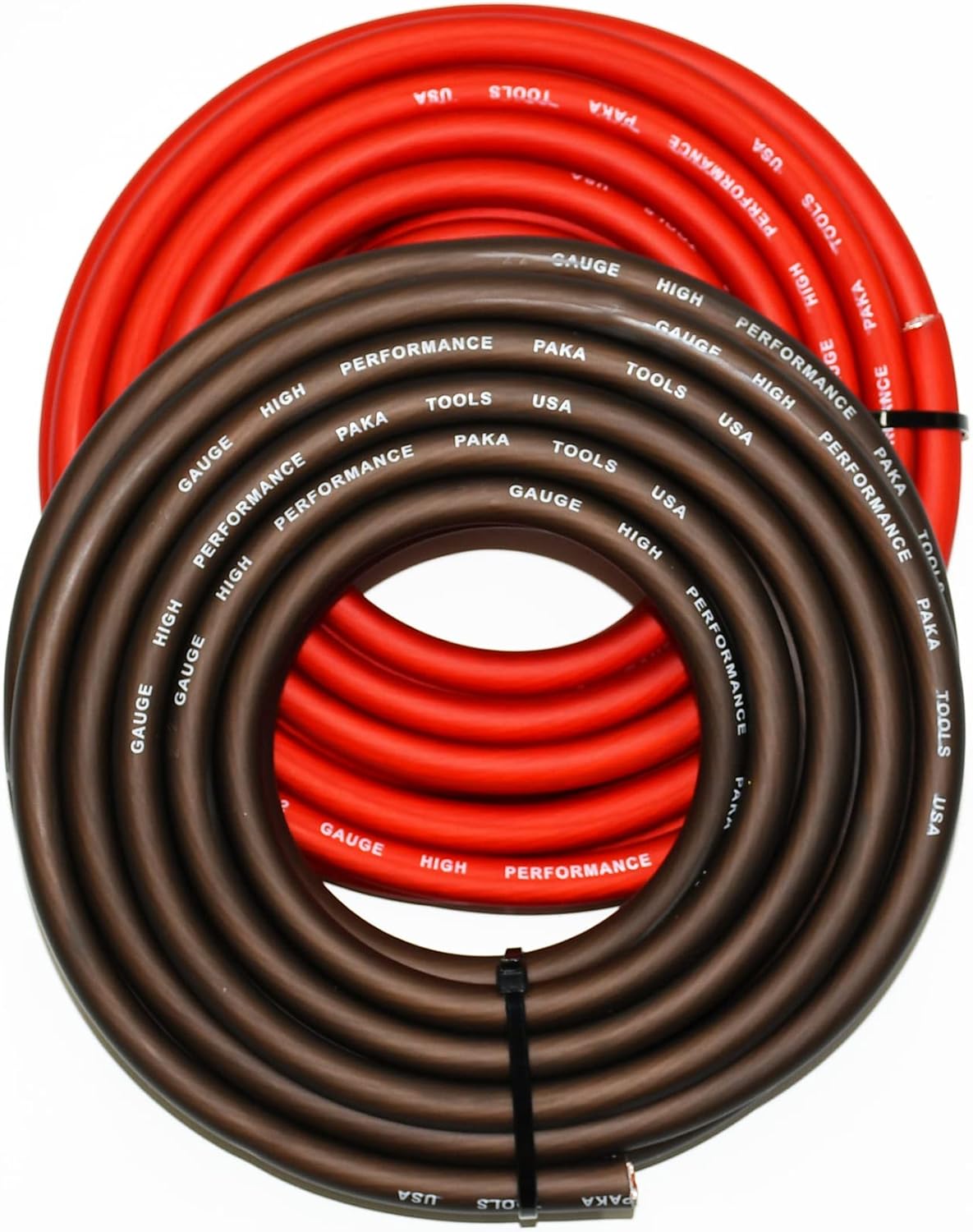 PAKA TOOLS 2/0 Gauge AWG Welding Lead & Car Battery Cable Wire, LIFE TIME WARRANTY (5 FEET BLACK + 5 RED) (PK200JA)