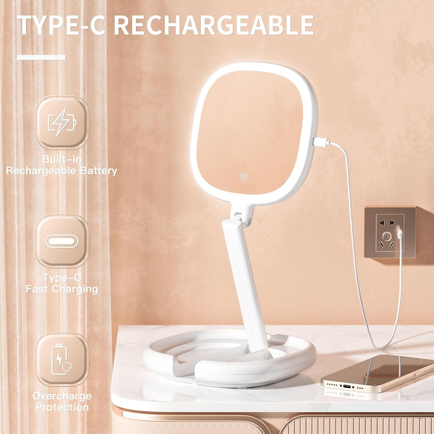 Type-C charging port and rechargeable battery icons