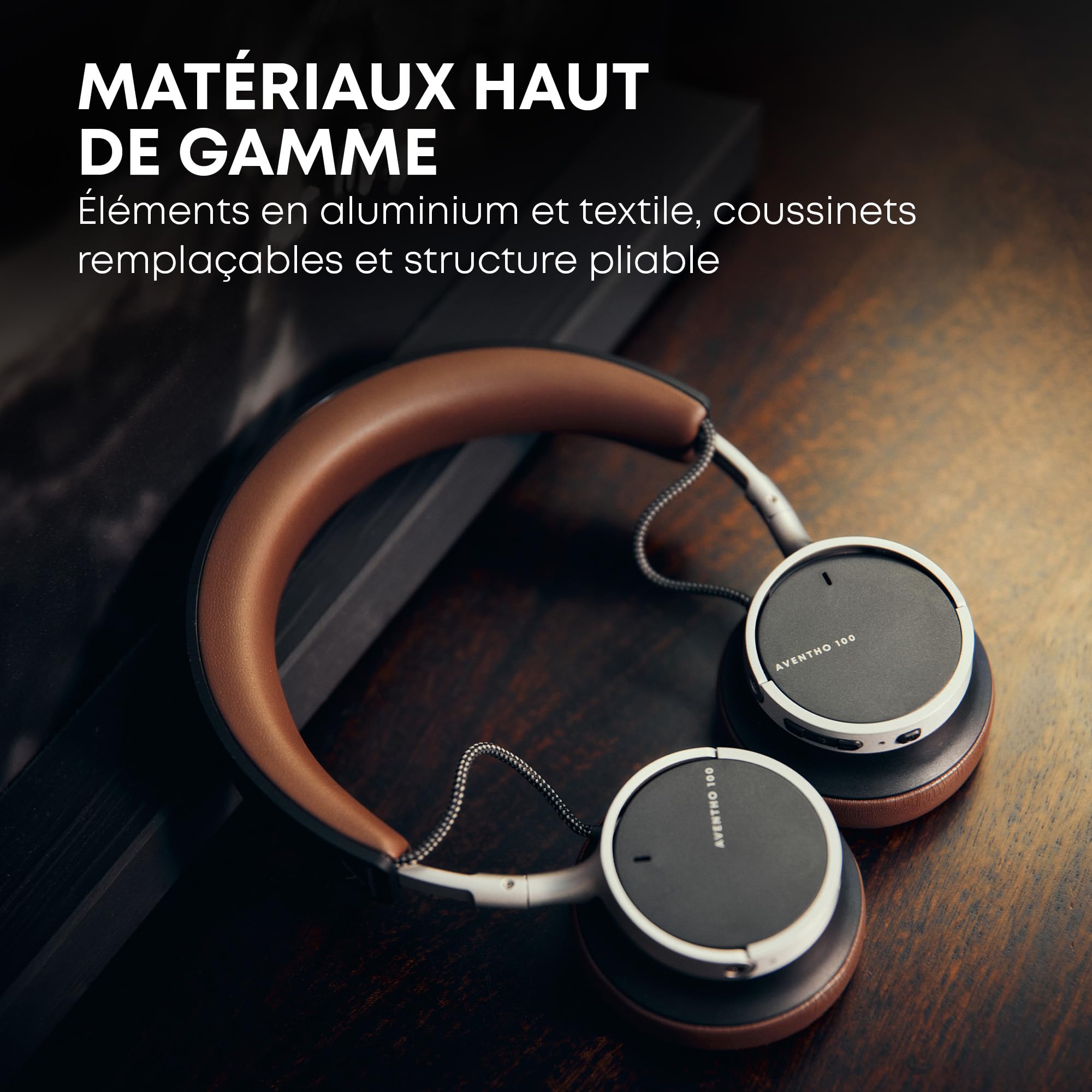 beyerdynamic AVENTHO 100 Casque Supra-auriculaire sans Fil avec ANC, Autonomie de 60 h, Design Pliable, Coussinets d'oreille remplaçables, Marron - Mise à Jour Disponible Via Application