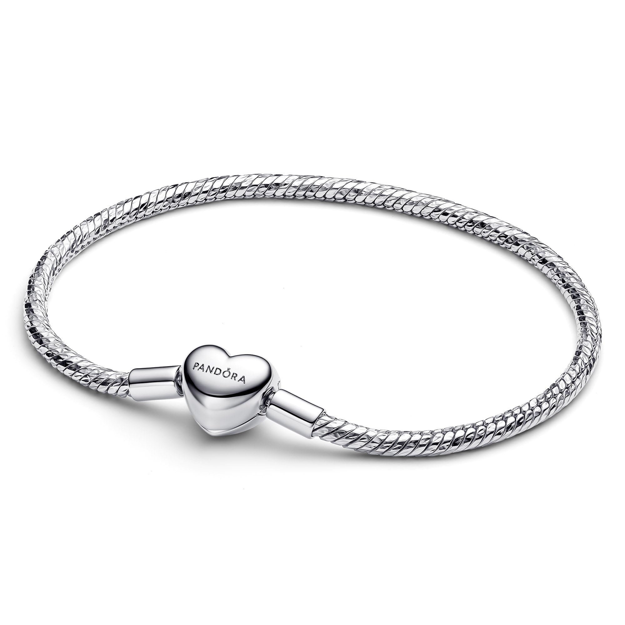 Pandora Armband facettiertes Schlangenkettenarmband mit Herzverschluss