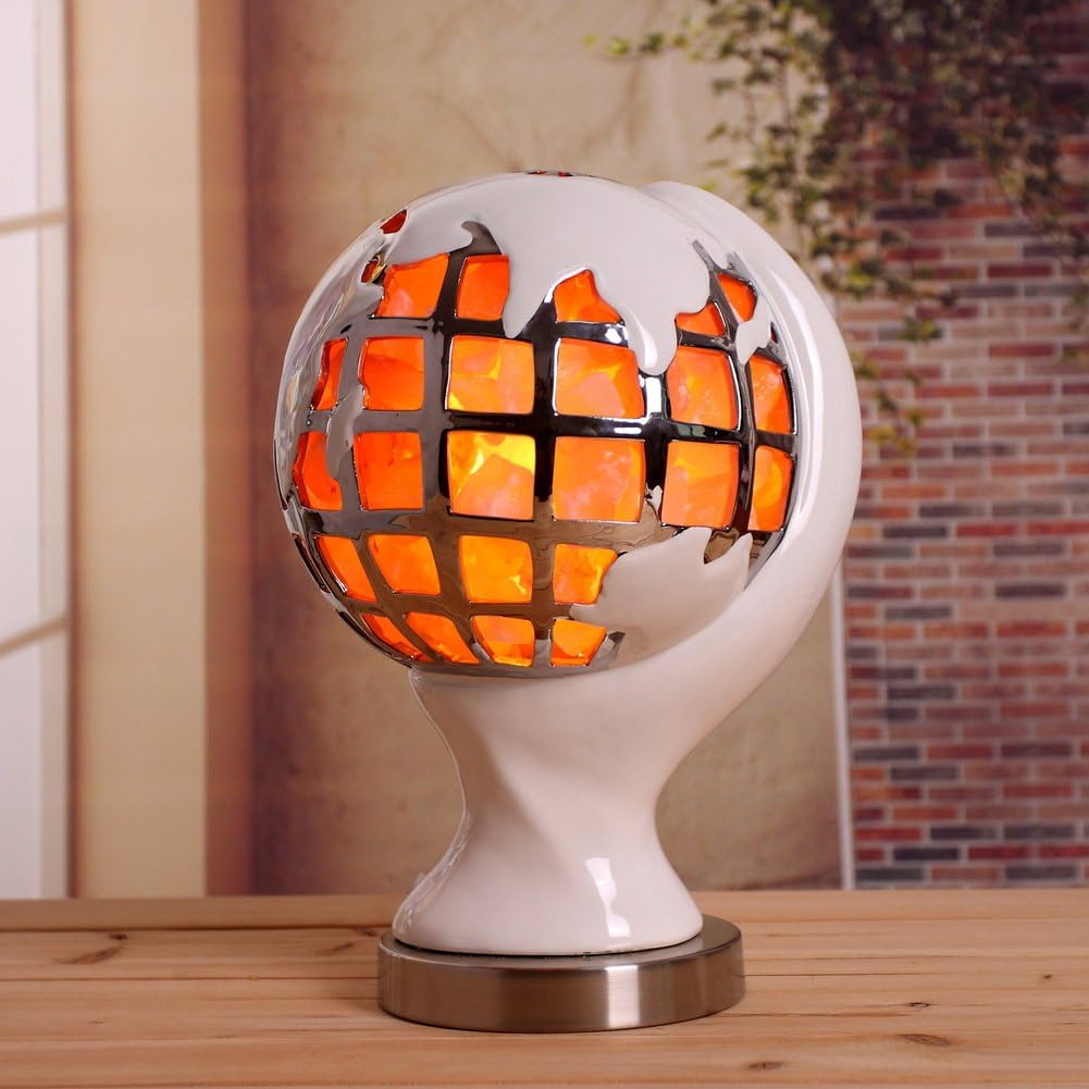 Salt crystal lamp/Globe lamp ceramic gifts/Decorative lights/High-end gift ideas-A