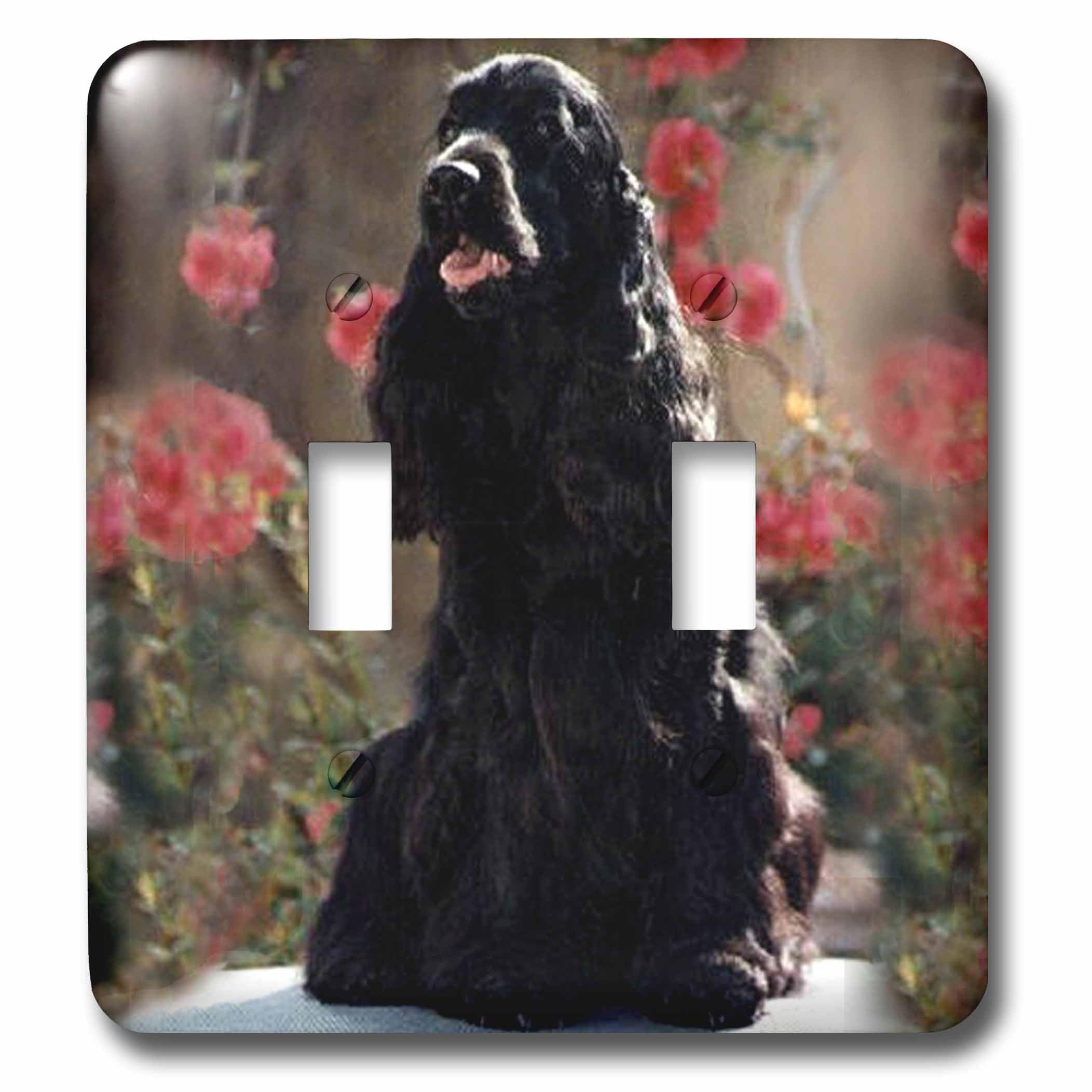 English Cocker Spaniel Black double interrupteur 3dRose finition haute brillance