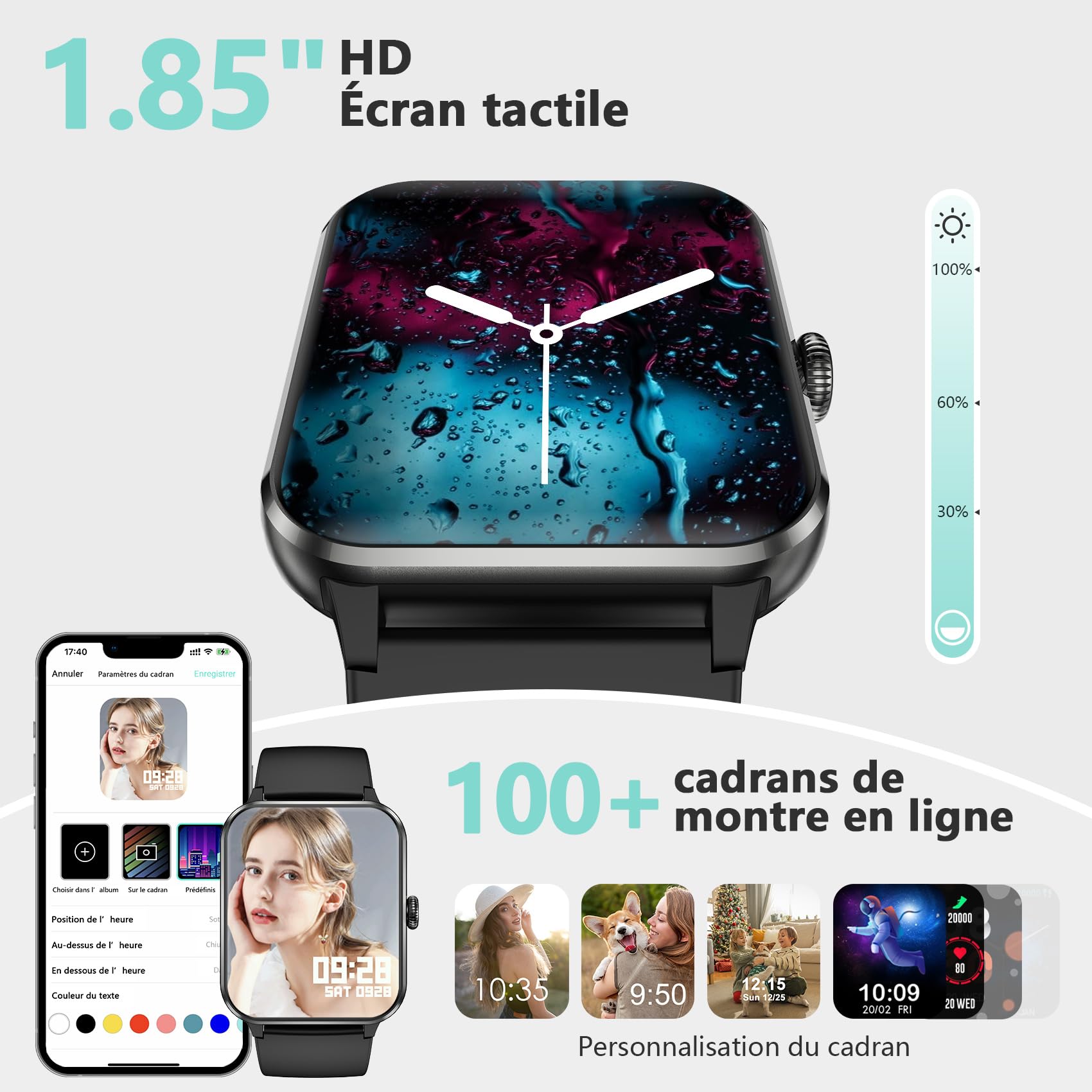Blackview Montre Connectée Homme Femme, 5.3 Appel Bluetooth, Bleu poudré