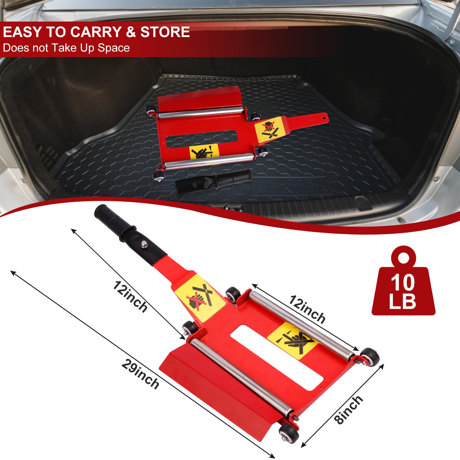 Wayona Cric de pneu portable avec plaque roulante, outil de levage de pneu avec poignée amovible pour voitures, SUV et camions tout-terrain, outil de cric de levage de pneu sans effort pour le retrait