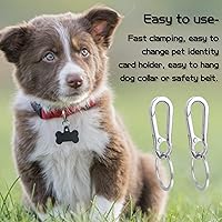 Vista 2 de Paquete de 2 clips de placa de identificación para perro, clips rápidos de acero inoxidable resistentes con anillos, soporte de etiqueta