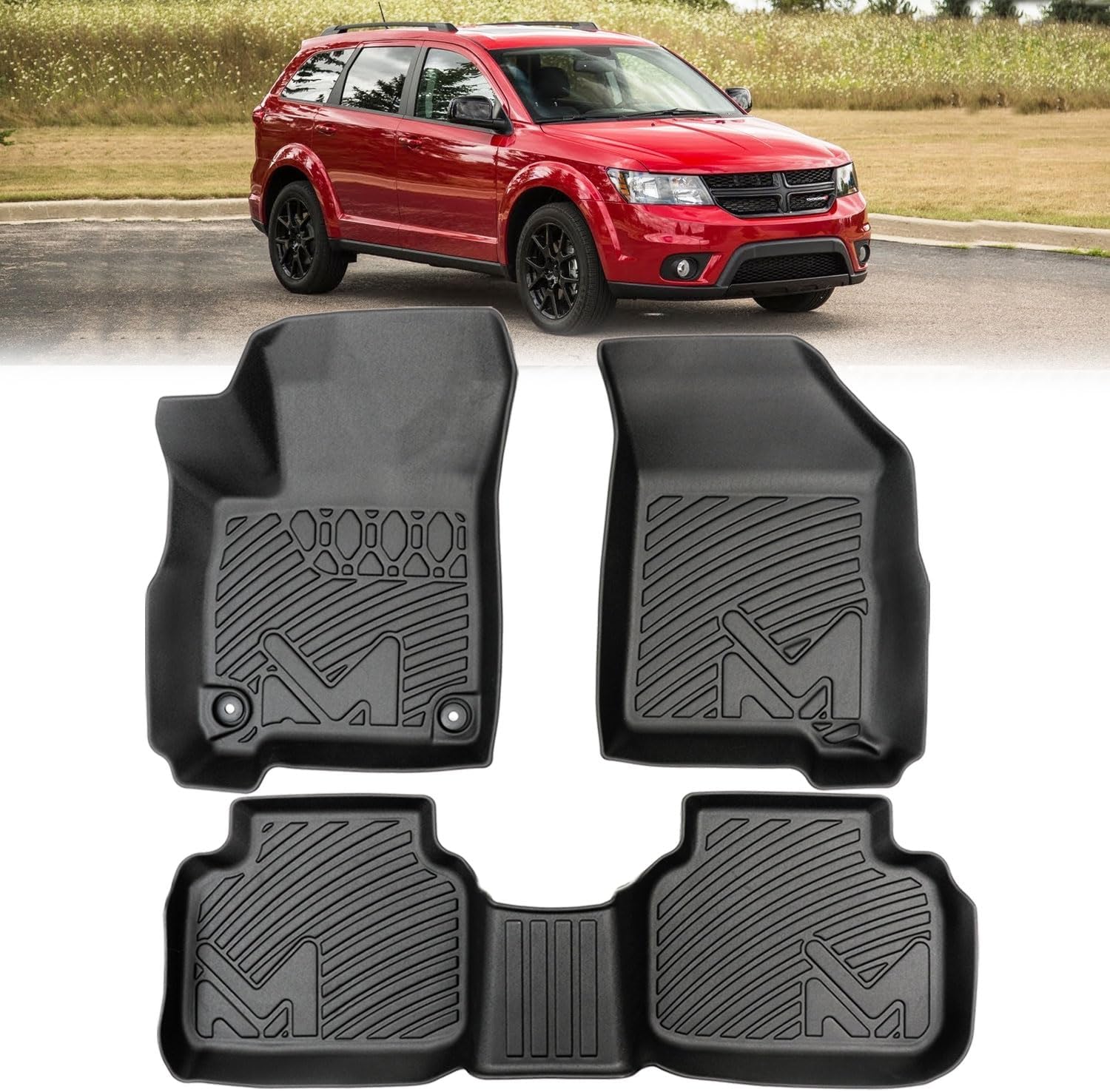 TPE Automotive Floor Mats Custom for 2011-2020 Dodge Journey, All Weather Cover Protection Waterproof Black Floor Liner Front & Rear Row Full Set Car Mats, 3PCS - Image 9